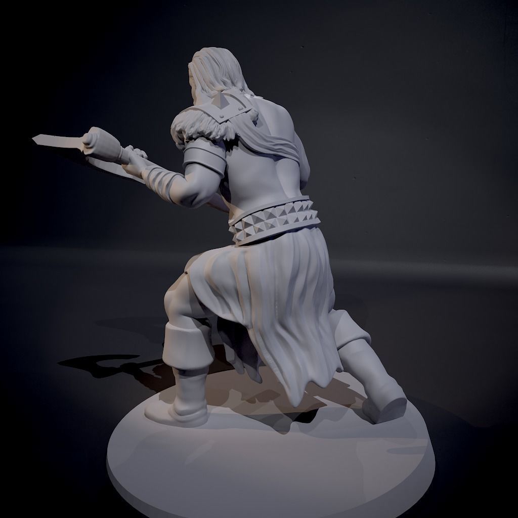 Male Barbarian Miniature 3D print model_4