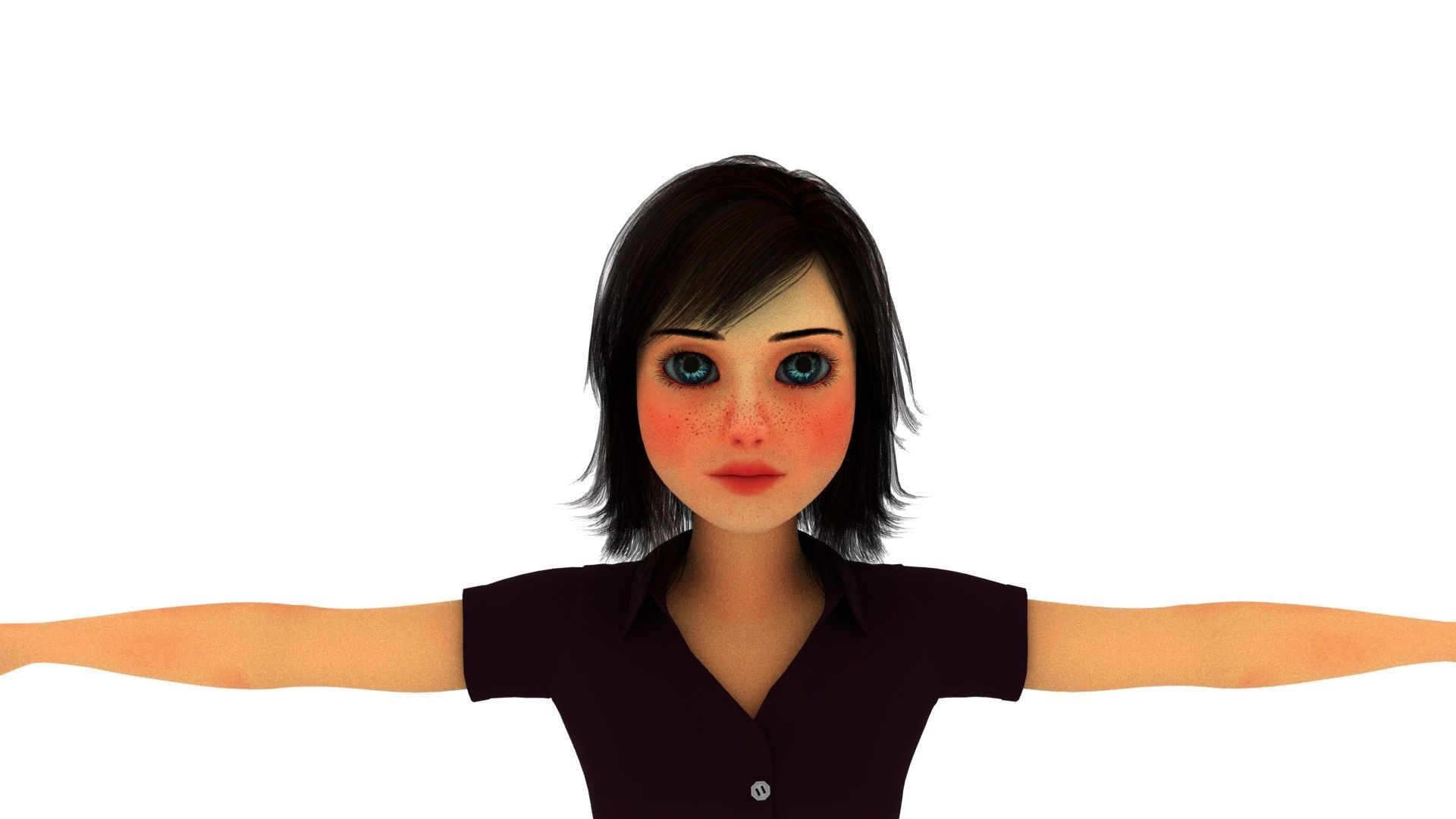 Female Character Low-poly 3D model_1