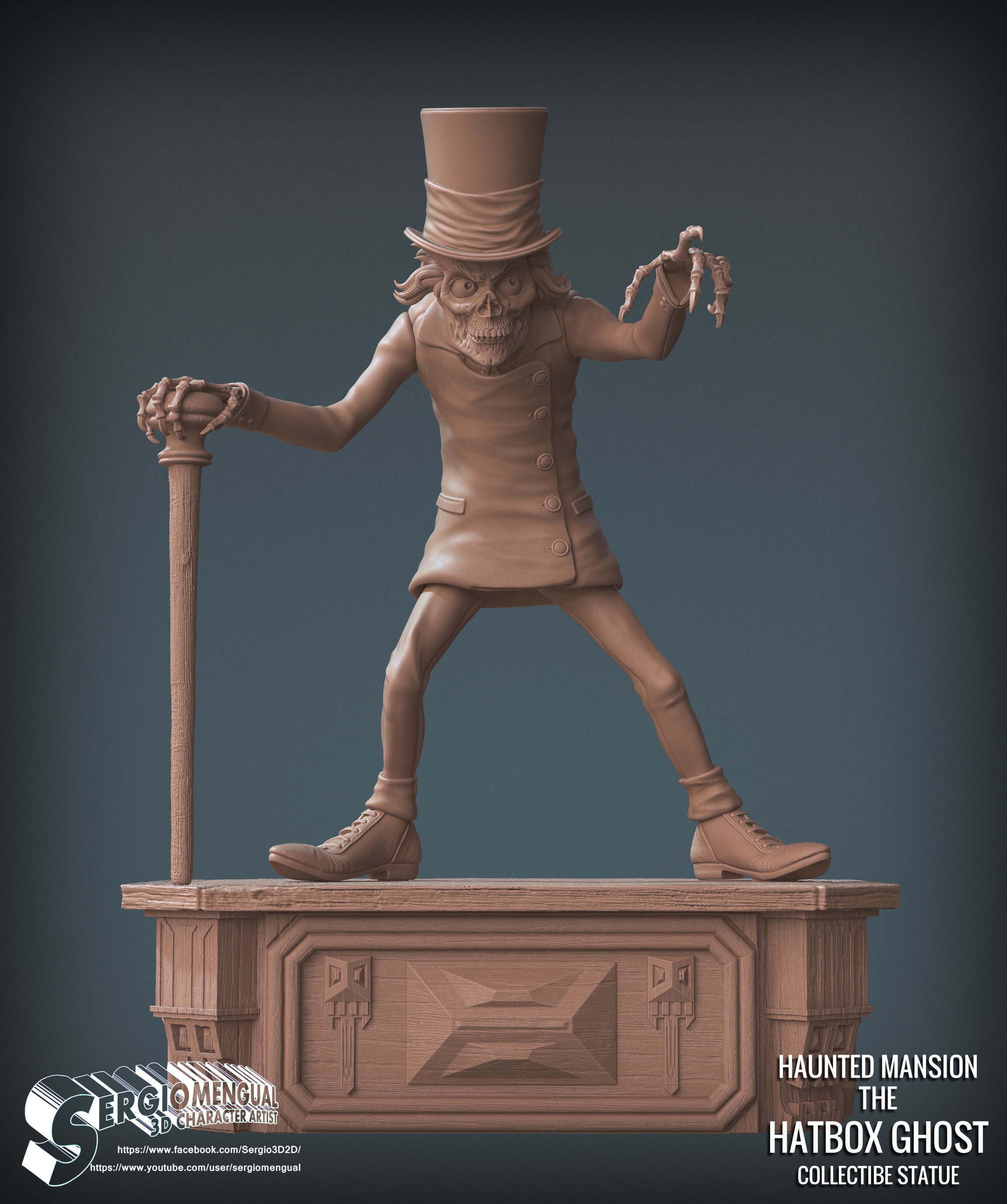 Disney Haunted Mansion The Hatbox Ghost 3D Printable Sculpt 3D print model_38