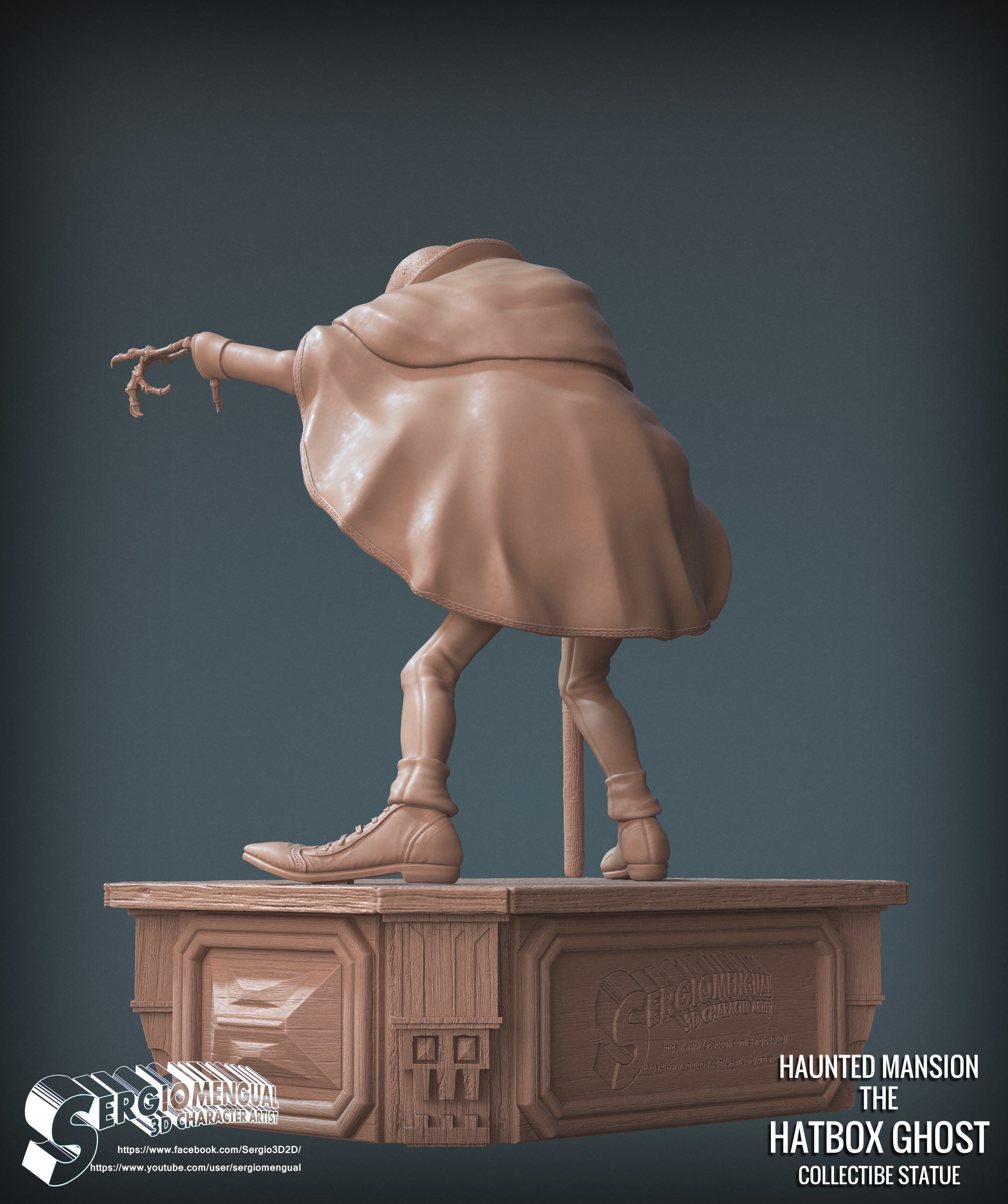 Disney Haunted Mansion The Hatbox Ghost 3D Printable Sculpt 3D print model_19