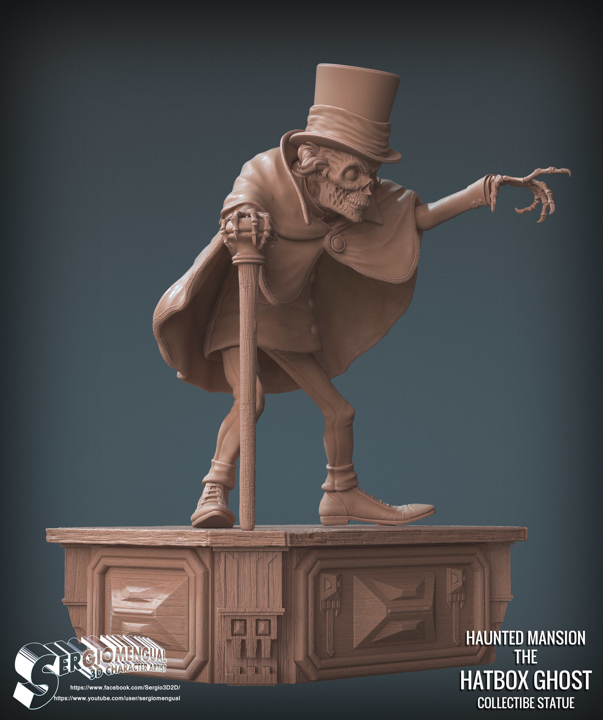 Disney Haunted Mansion The Hatbox Ghost 3D Printable Sculpt 3D print model_12