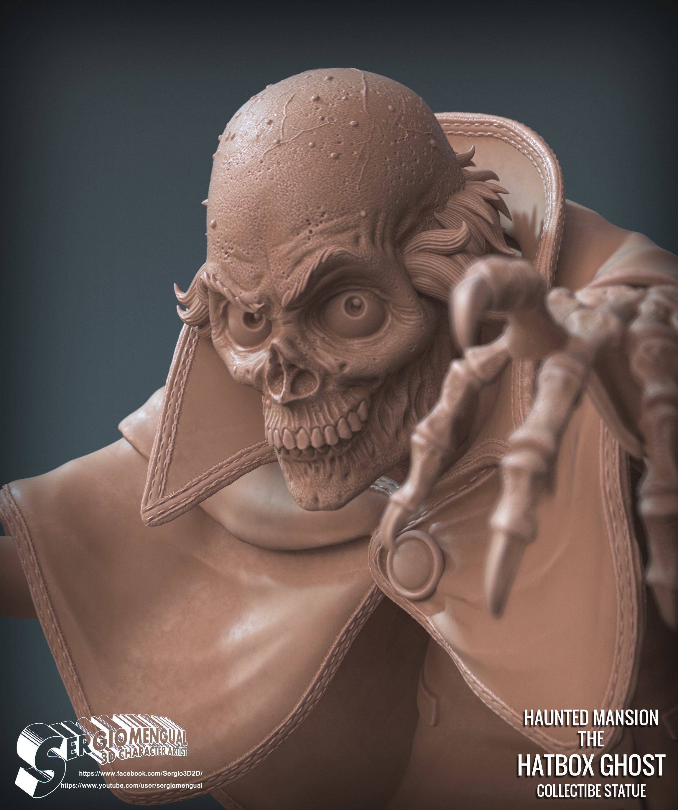 Disney Haunted Mansion The Hatbox Ghost 3D Printable Sculpt 3D print model_14