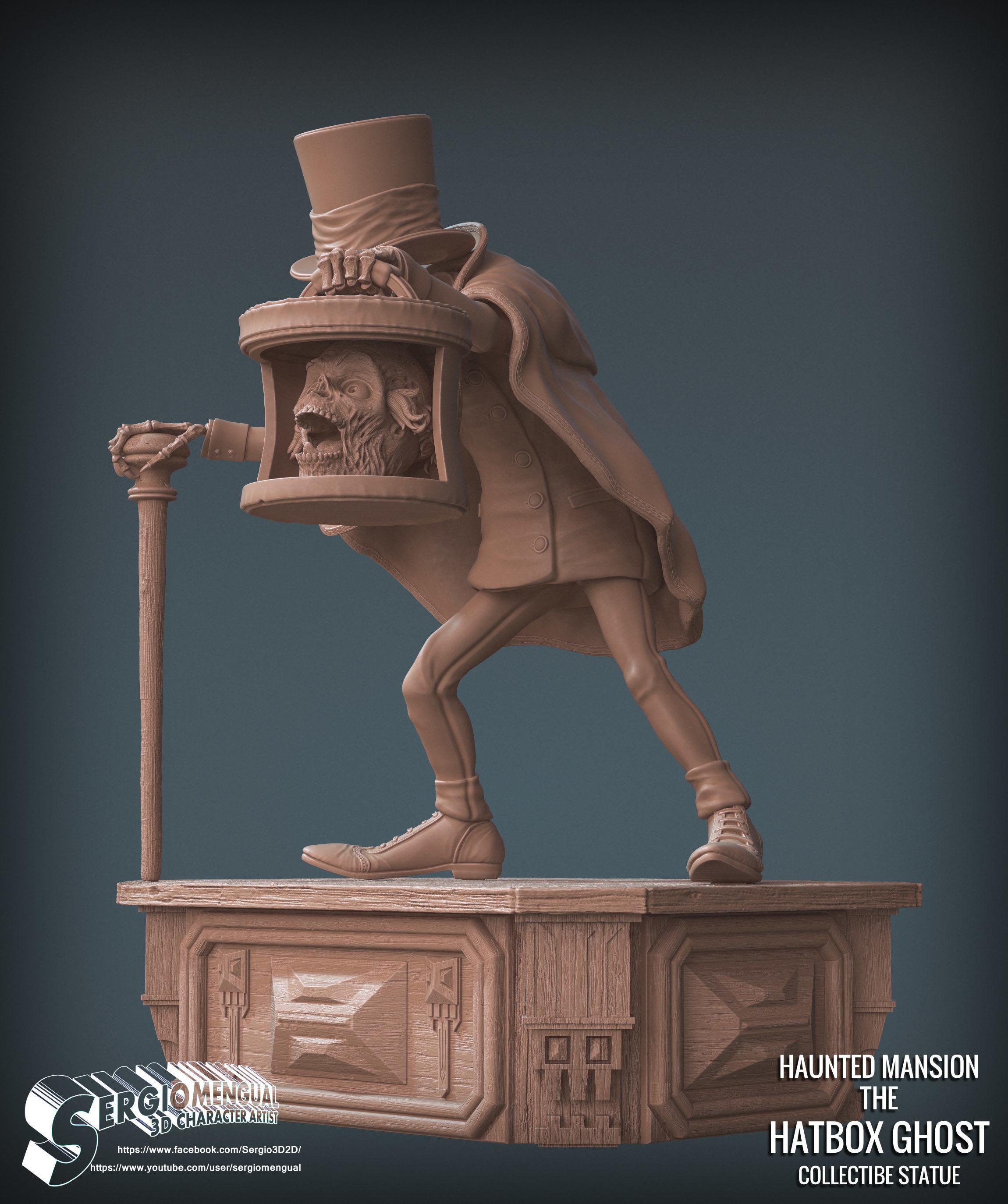 Disney Haunted Mansion The Hatbox Ghost 3D Printable Sculpt 3D print model_28