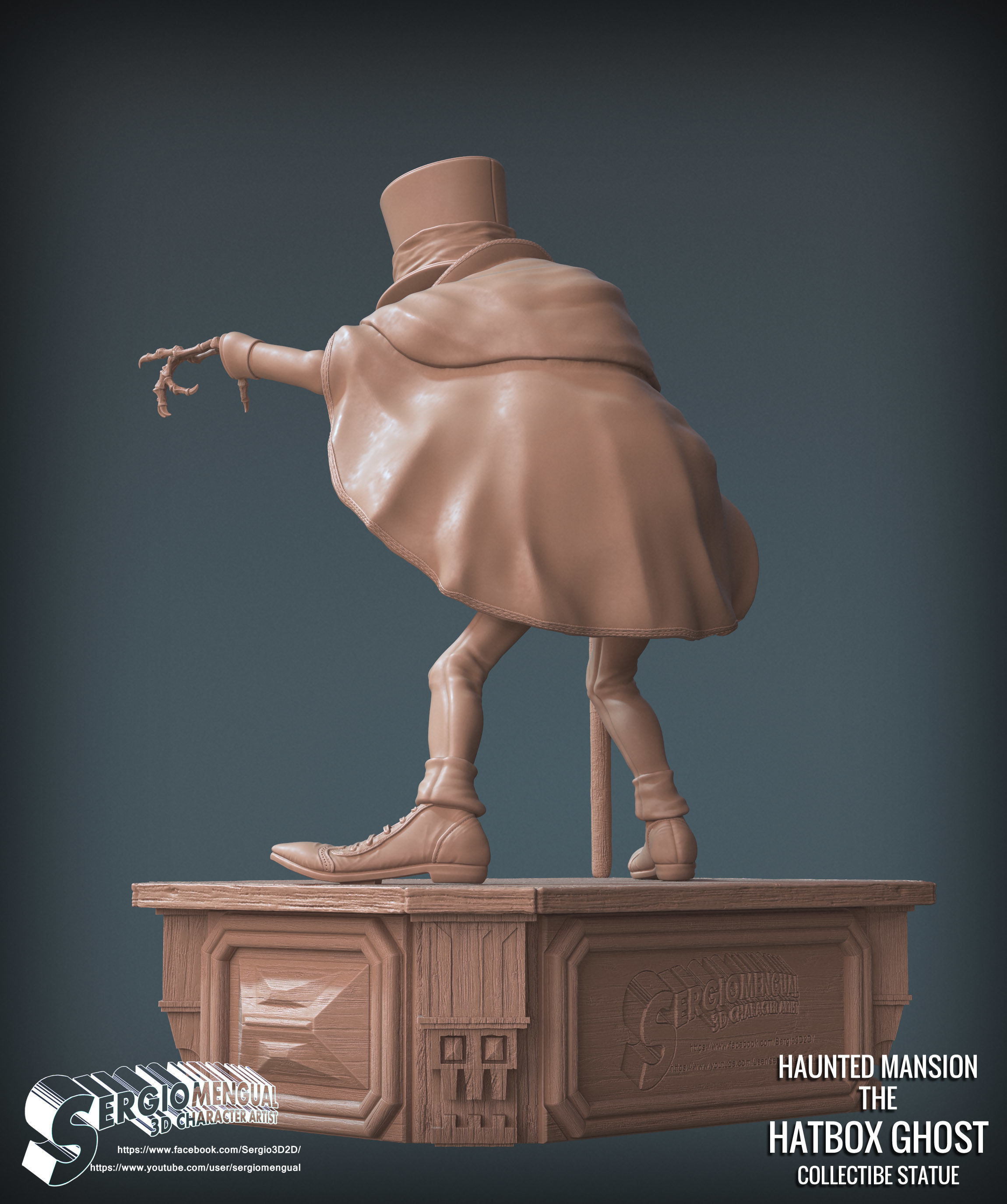 Disney Haunted Mansion The Hatbox Ghost 3D Printable Sculpt 3D print model_8