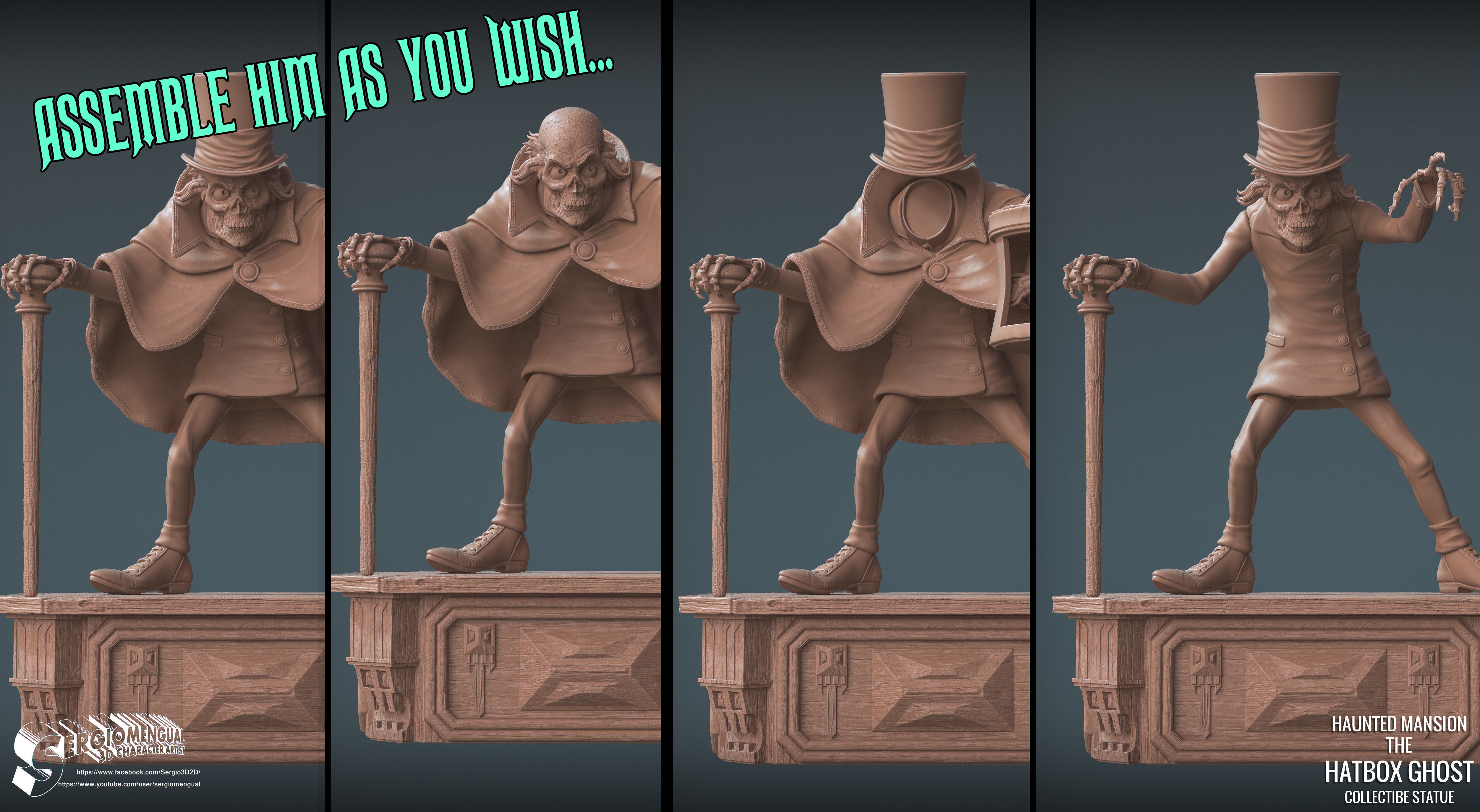 Disney Haunted Mansion The Hatbox Ghost 3D Printable Sculpt 3D print model_48