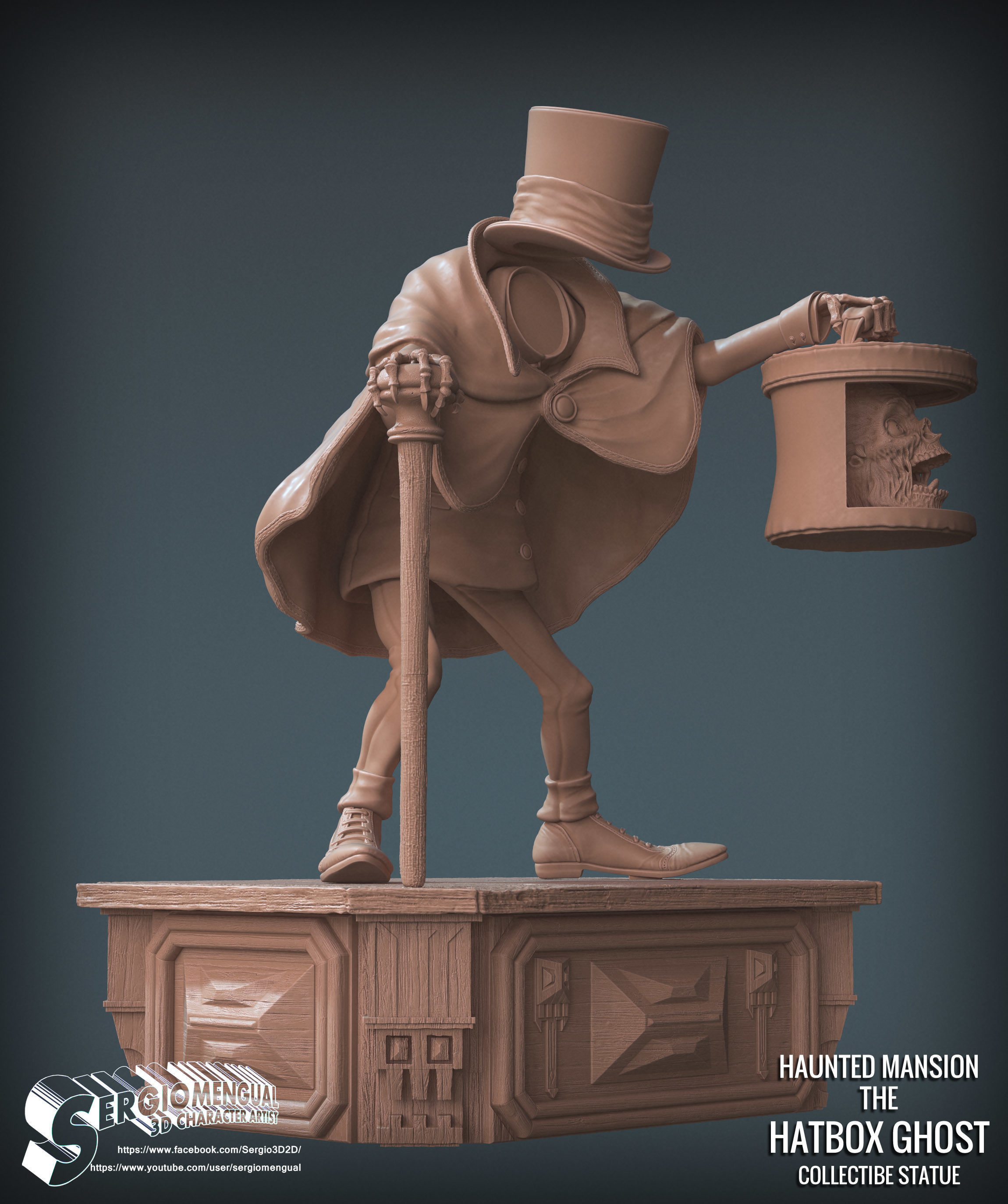 Disney Haunted Mansion The Hatbox Ghost 3D Printable Sculpt 3D print model_34