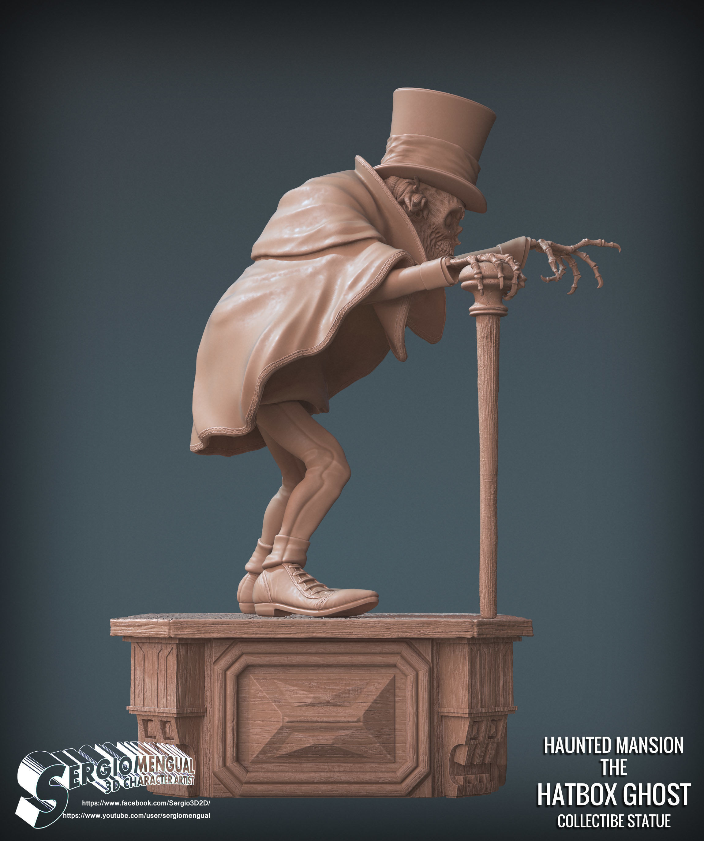 Disney Haunted Mansion The Hatbox Ghost 3D Printable Sculpt 3D print model_11
