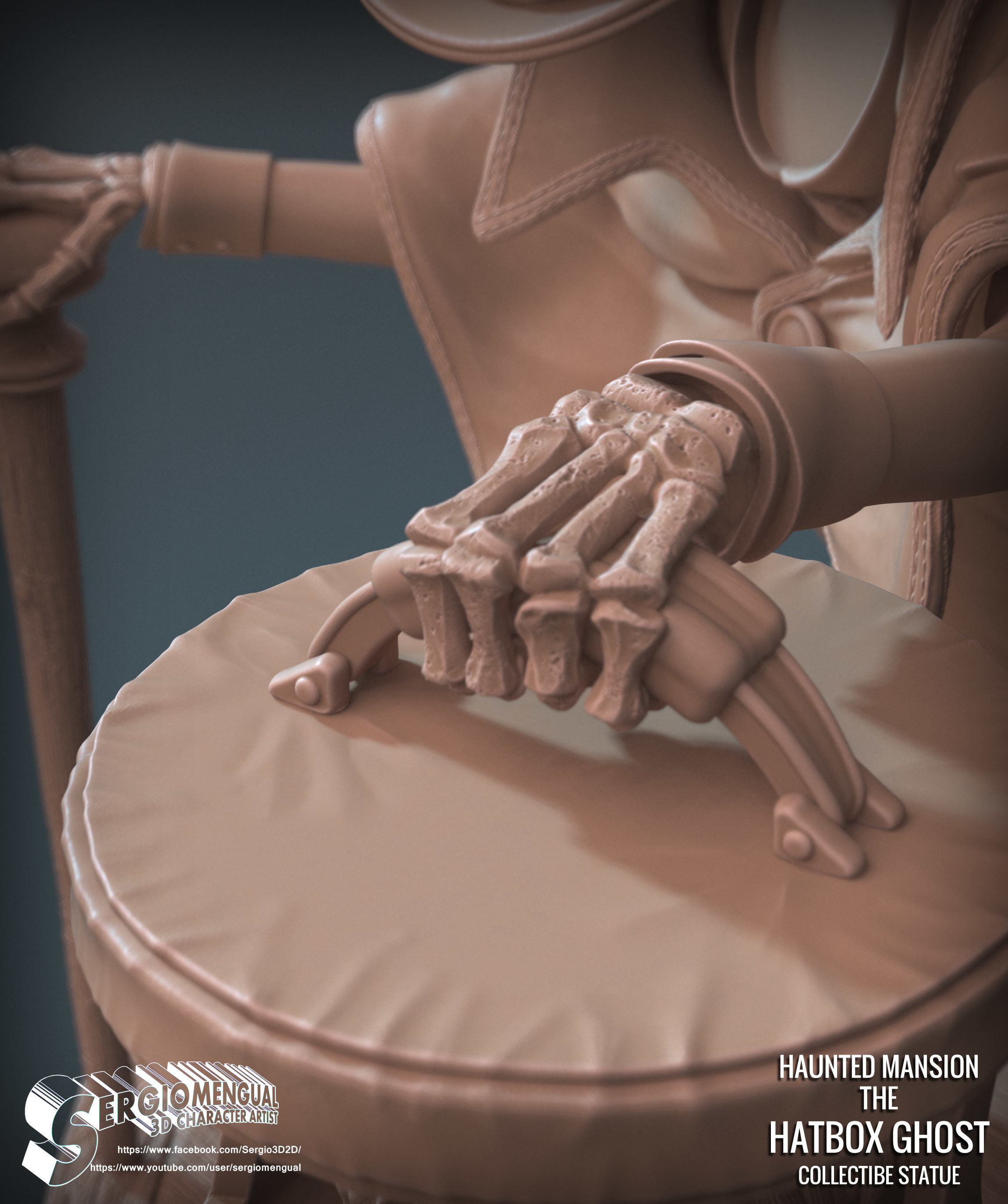 Disney Haunted Mansion The Hatbox Ghost 3D Printable Sculpt 3D print model_35