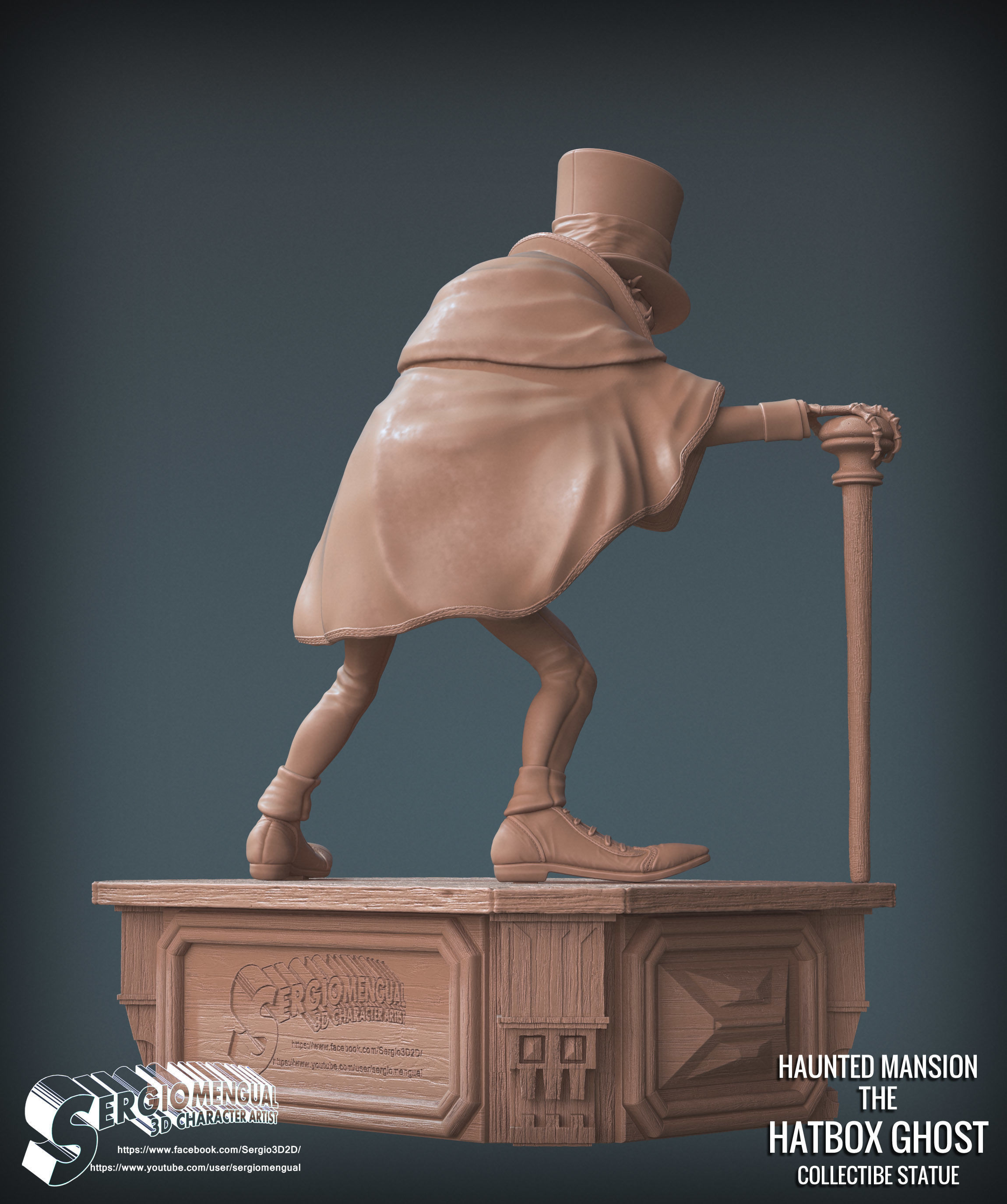 Disney Haunted Mansion The Hatbox Ghost 3D Printable Sculpt 3D print model_10