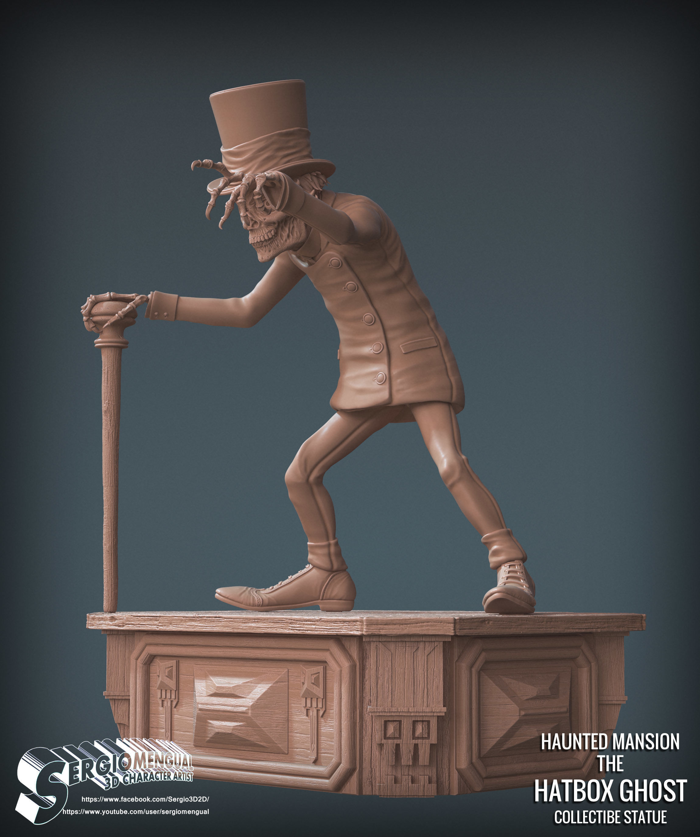 Disney Haunted Mansion The Hatbox Ghost 3D Printable Sculpt 3D print model_39