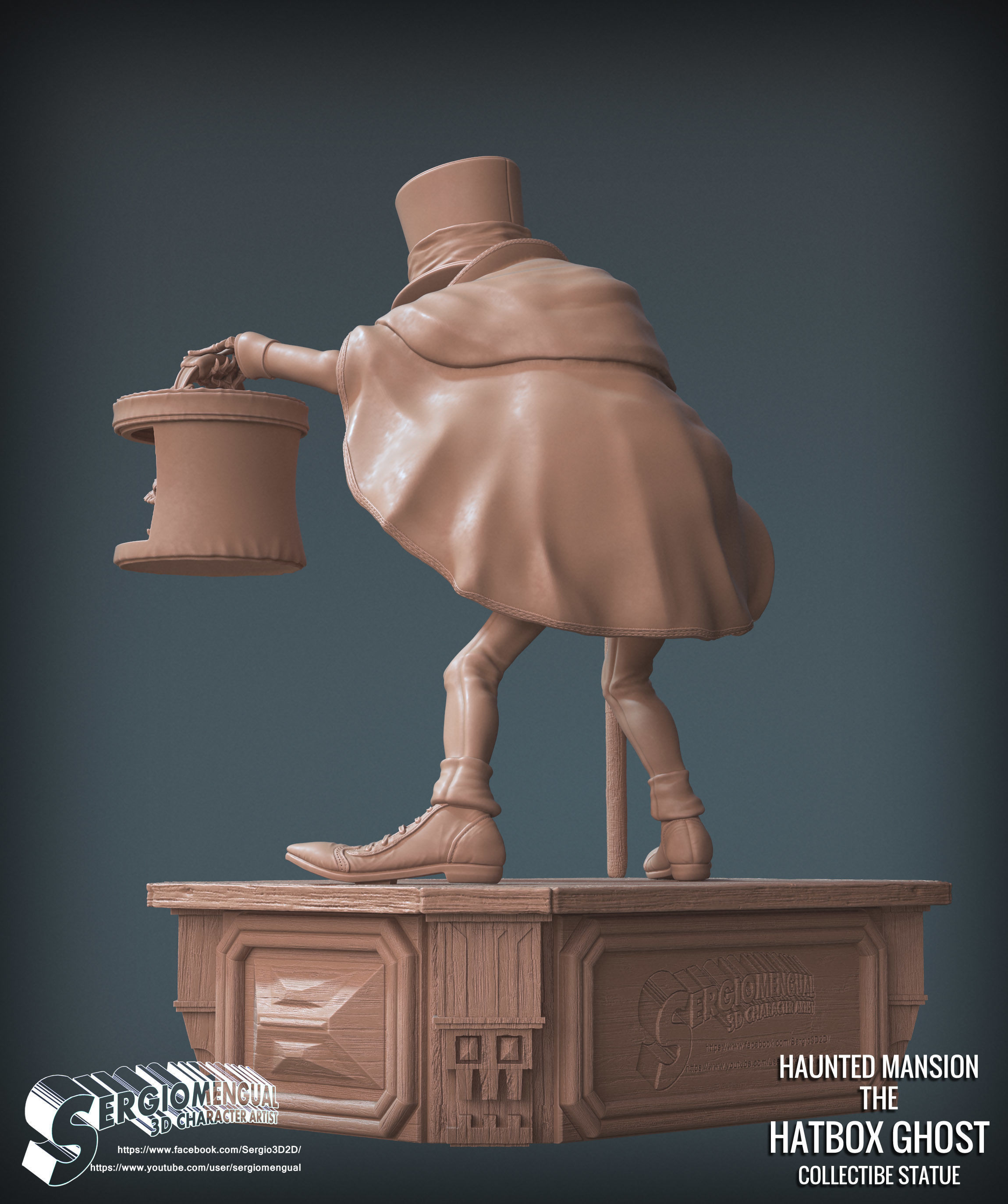 Disney Haunted Mansion The Hatbox Ghost 3D Printable Sculpt 3D print model_30