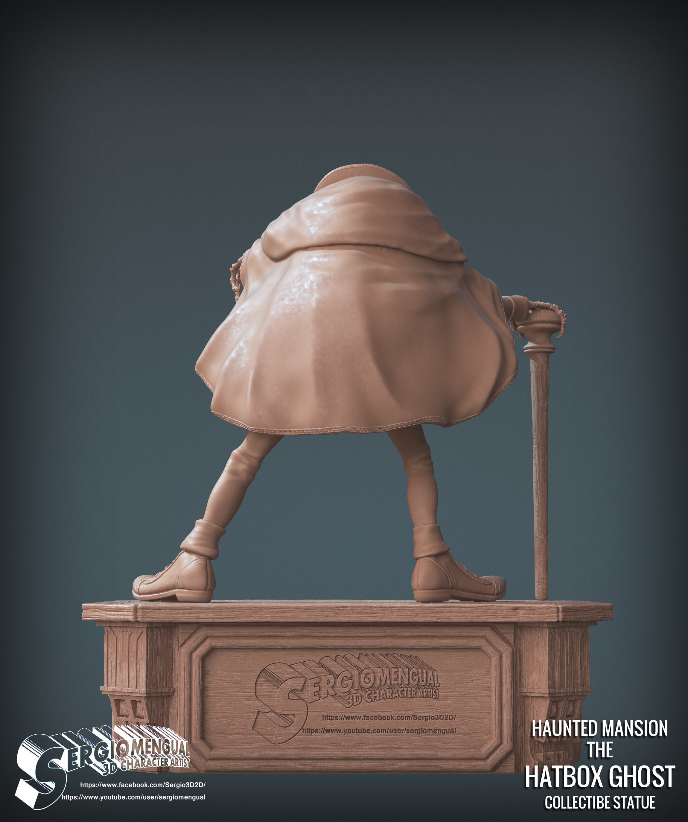 Disney Haunted Mansion The Hatbox Ghost 3D Printable Sculpt 3D print model_20