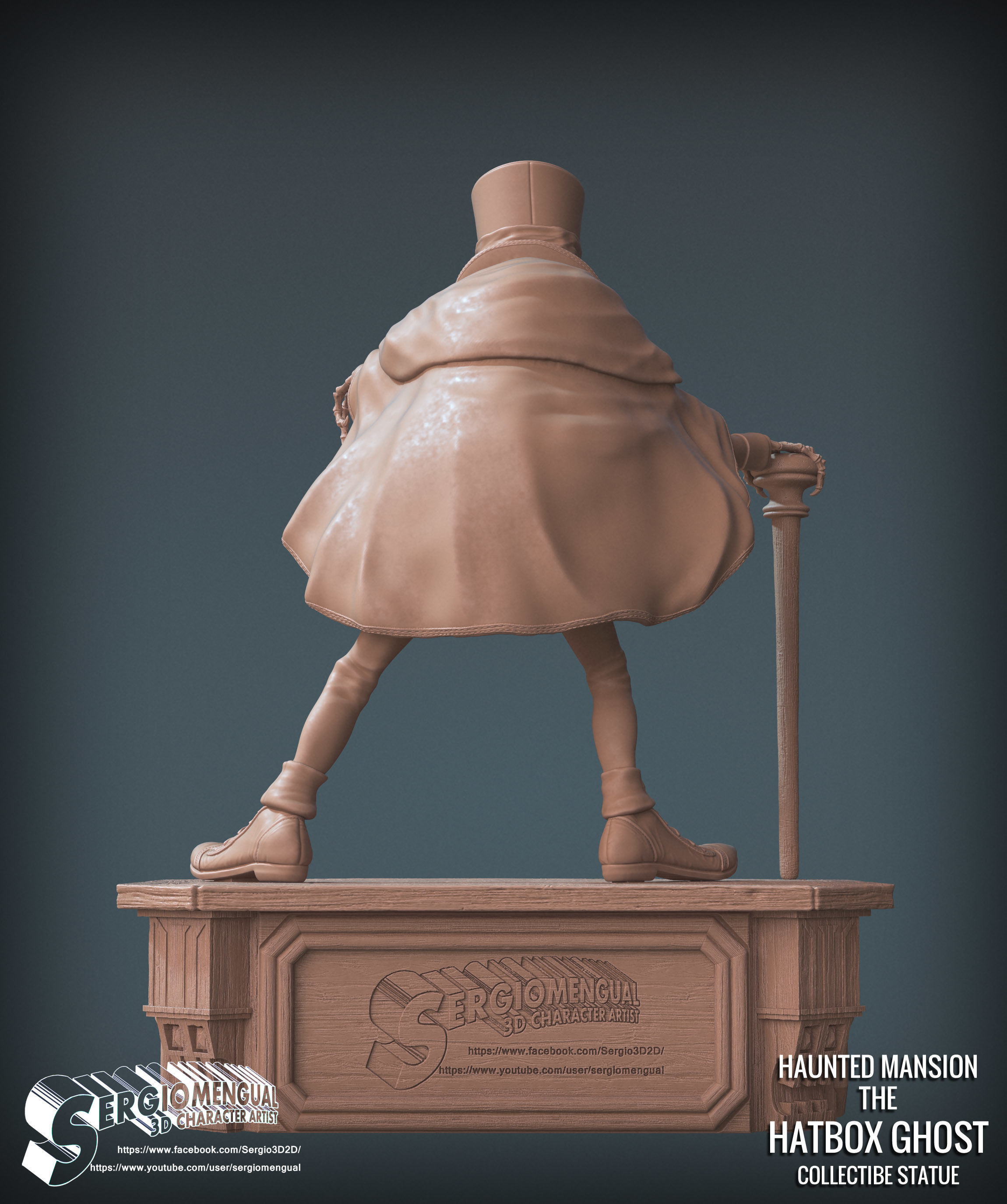 Disney Haunted Mansion The Hatbox Ghost 3D Printable Sculpt 3D print model_9