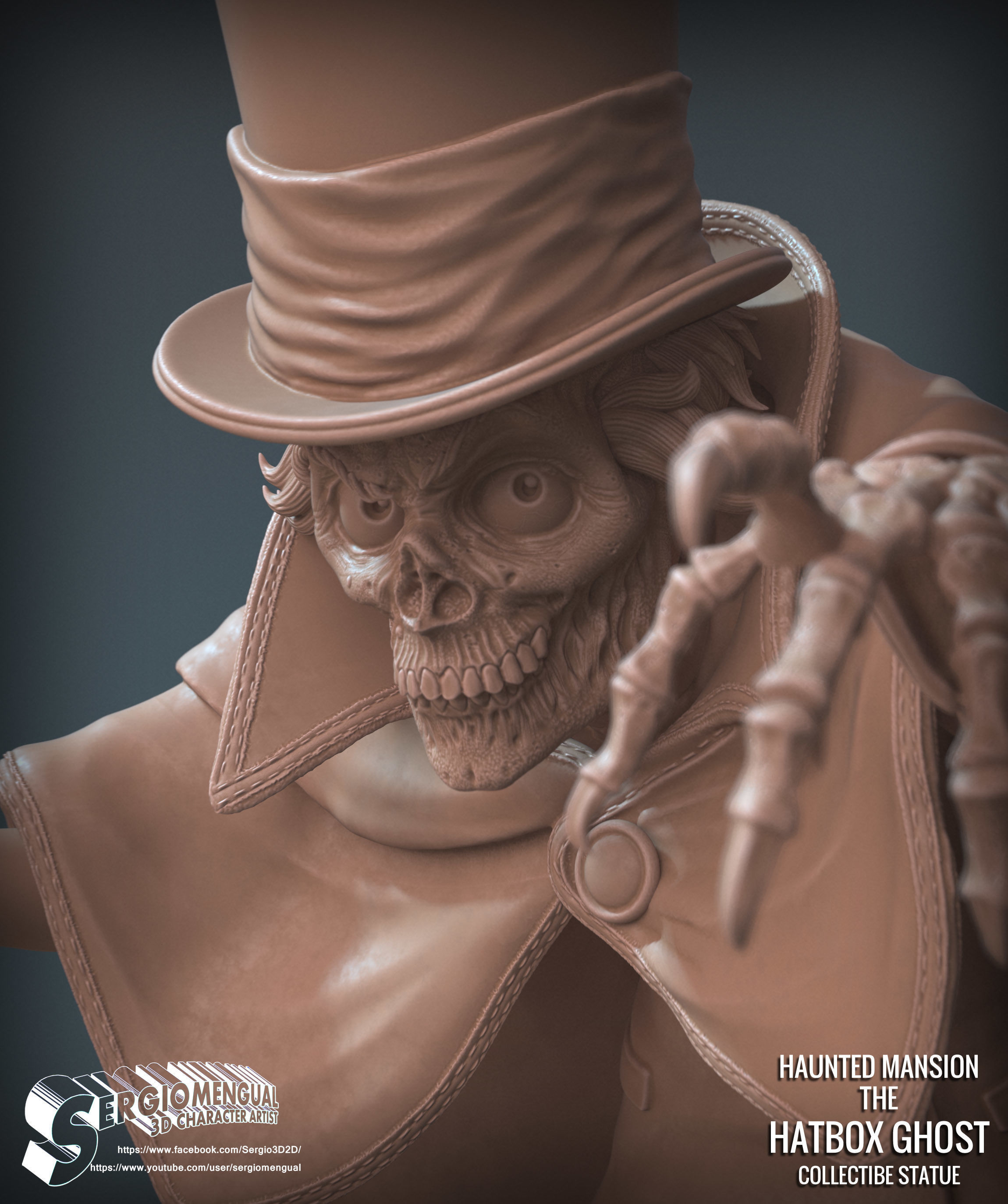 Disney Haunted Mansion The Hatbox Ghost 3D Printable Sculpt 3D print model_13