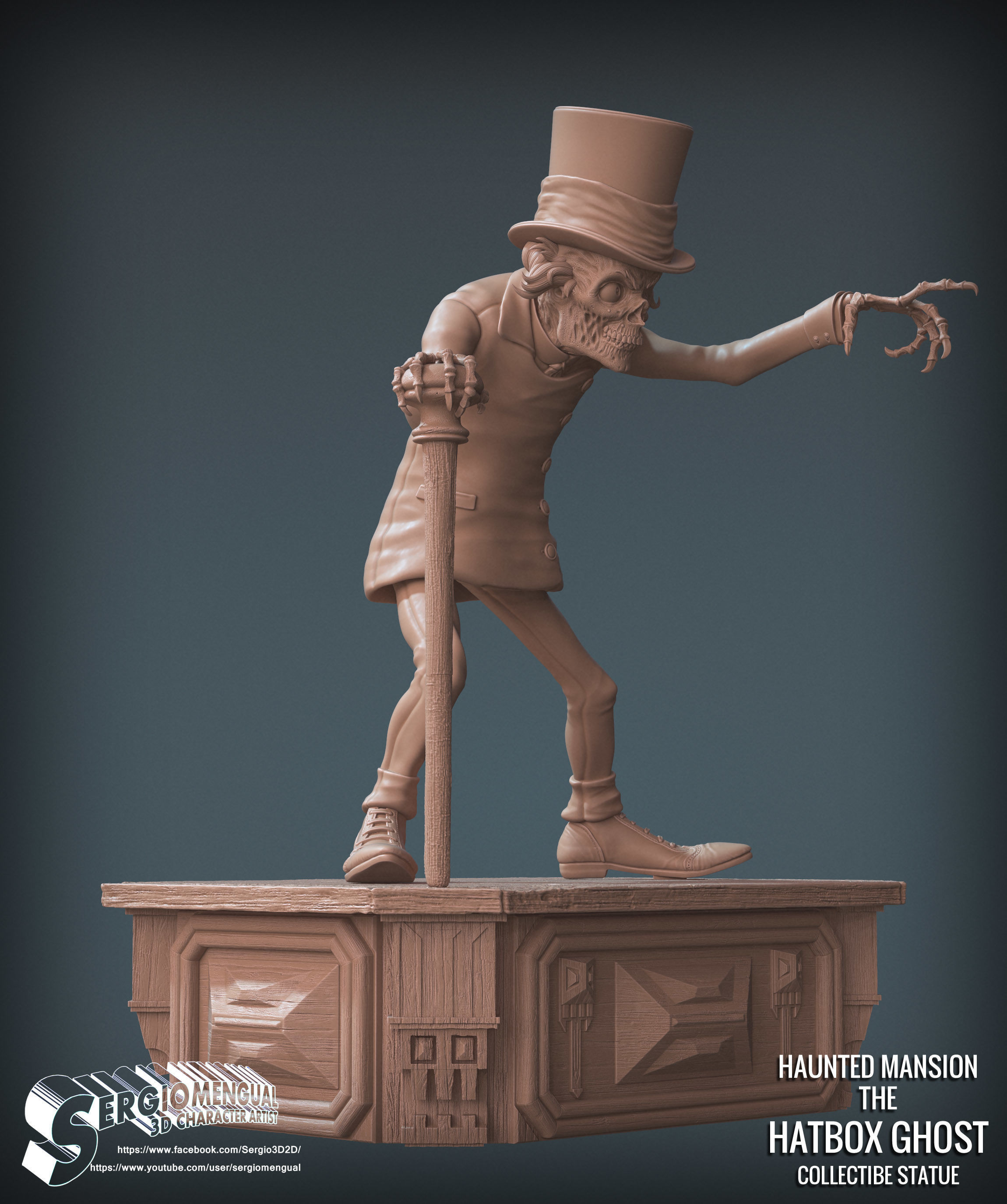 Disney Haunted Mansion The Hatbox Ghost 3D Printable Sculpt 3D print model_45