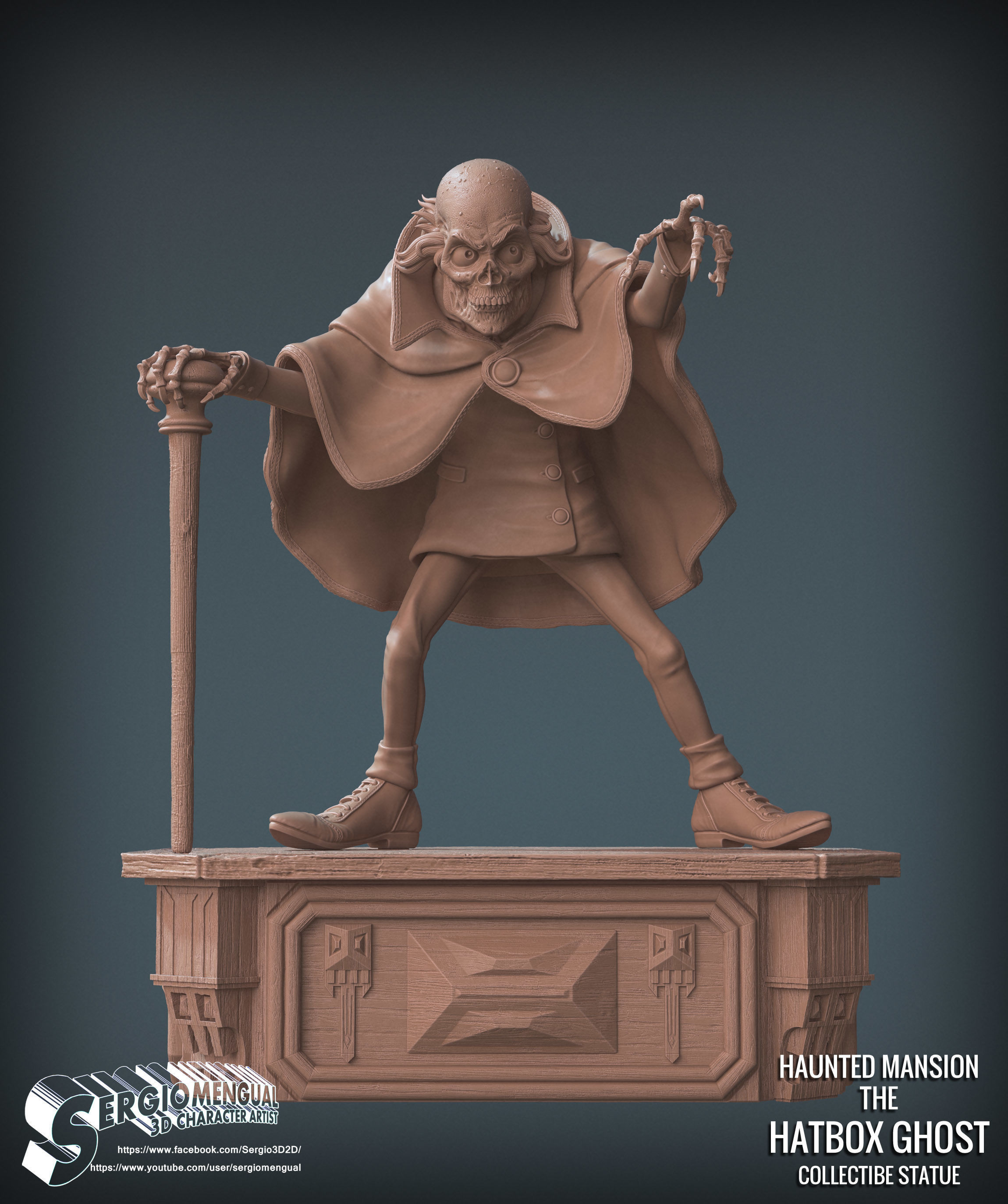 Disney Haunted Mansion The Hatbox Ghost 3D Printable Sculpt 3D print model_16