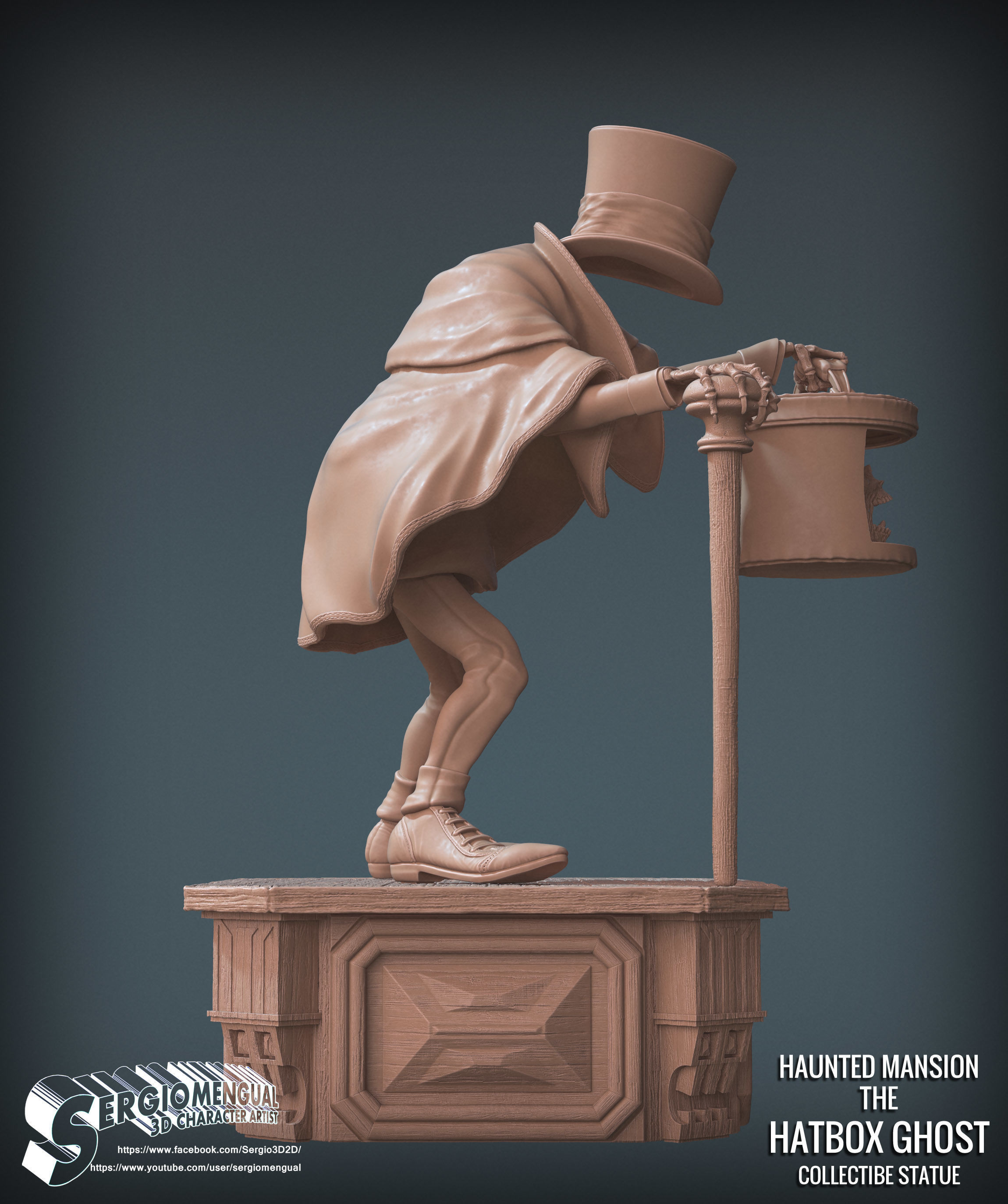 Disney Haunted Mansion The Hatbox Ghost 3D Printable Sculpt 3D print model_33