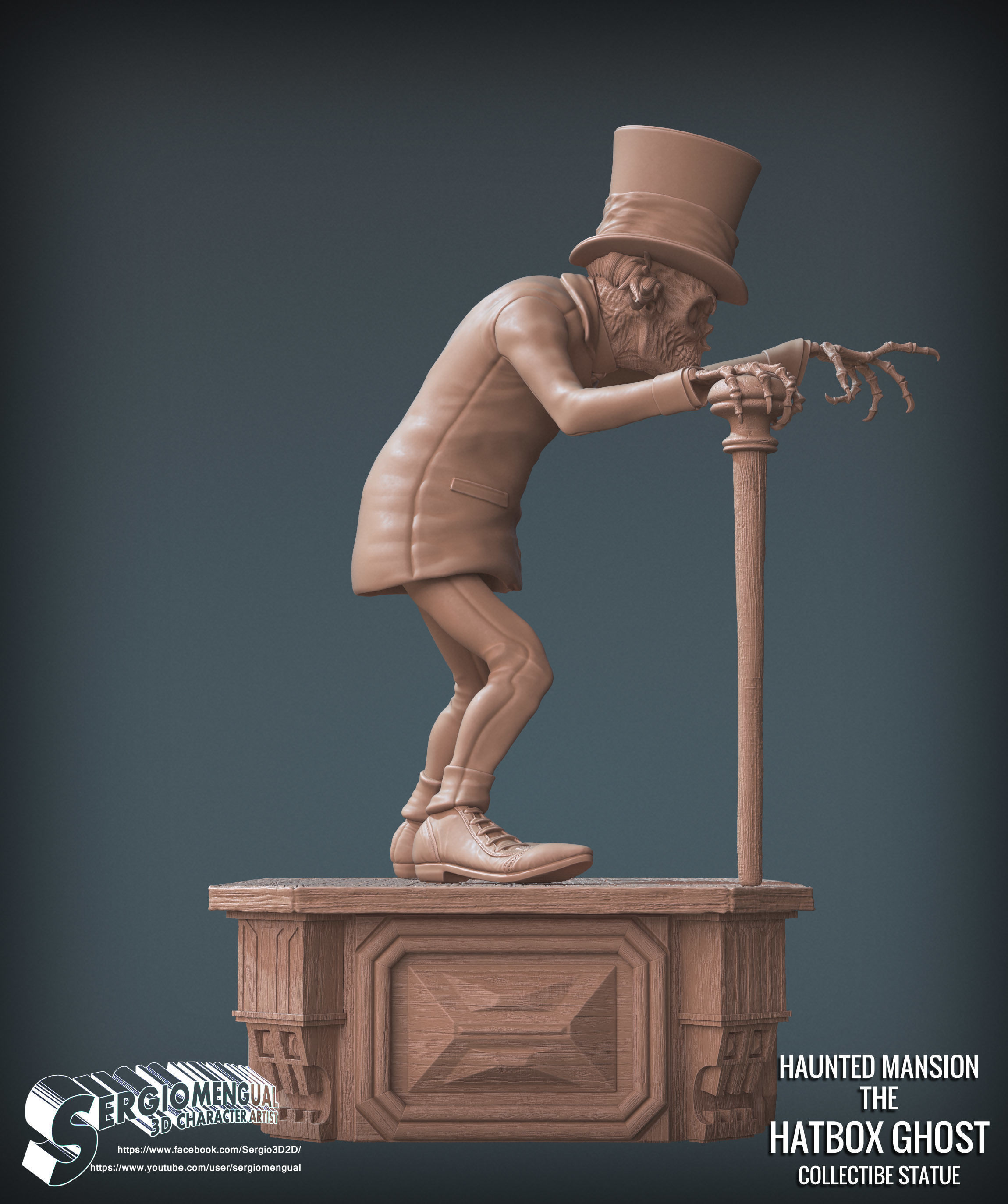 Disney Haunted Mansion The Hatbox Ghost 3D Printable Sculpt 3D print model_44