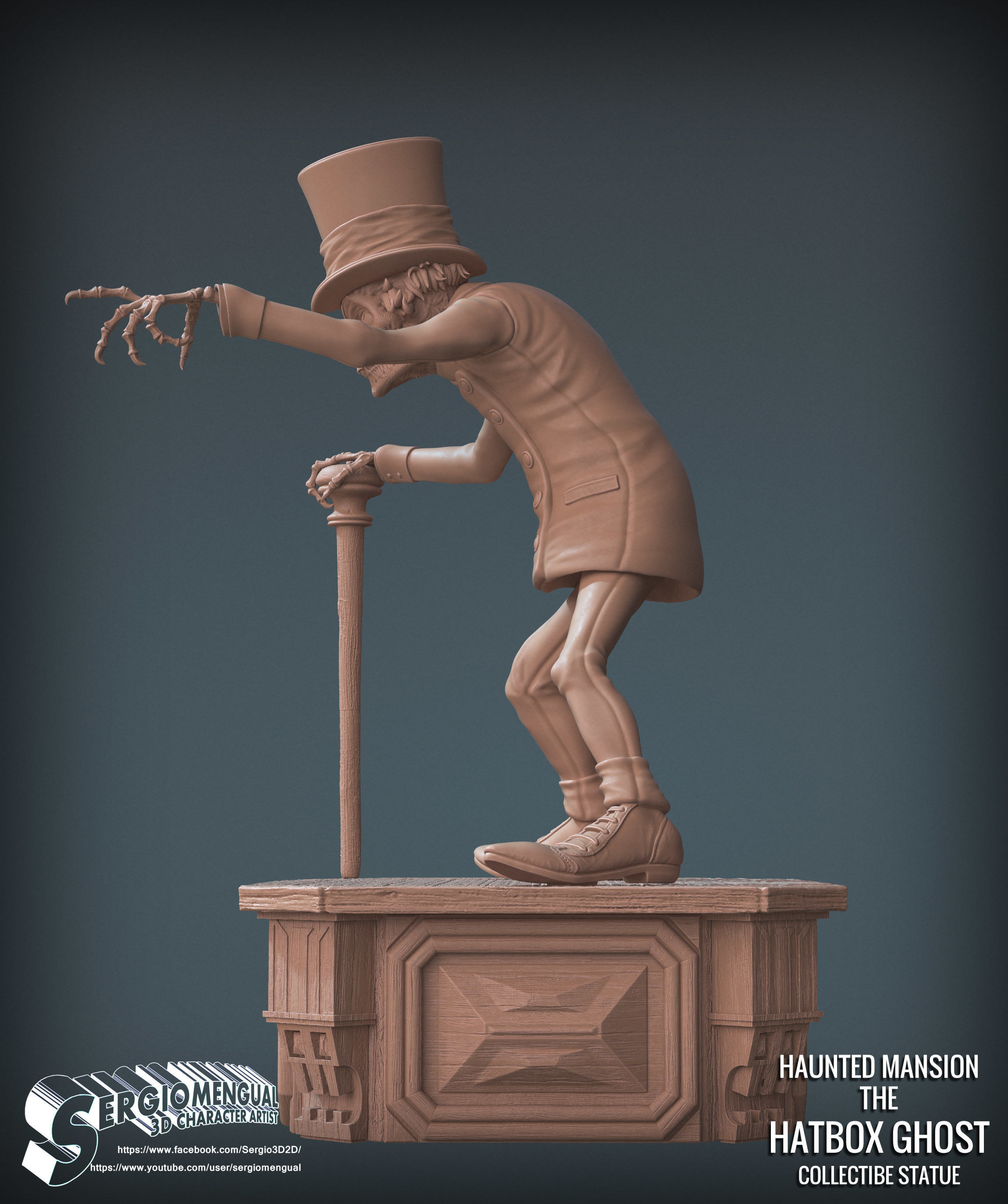 Disney Haunted Mansion The Hatbox Ghost 3D Printable Sculpt 3D print model_40