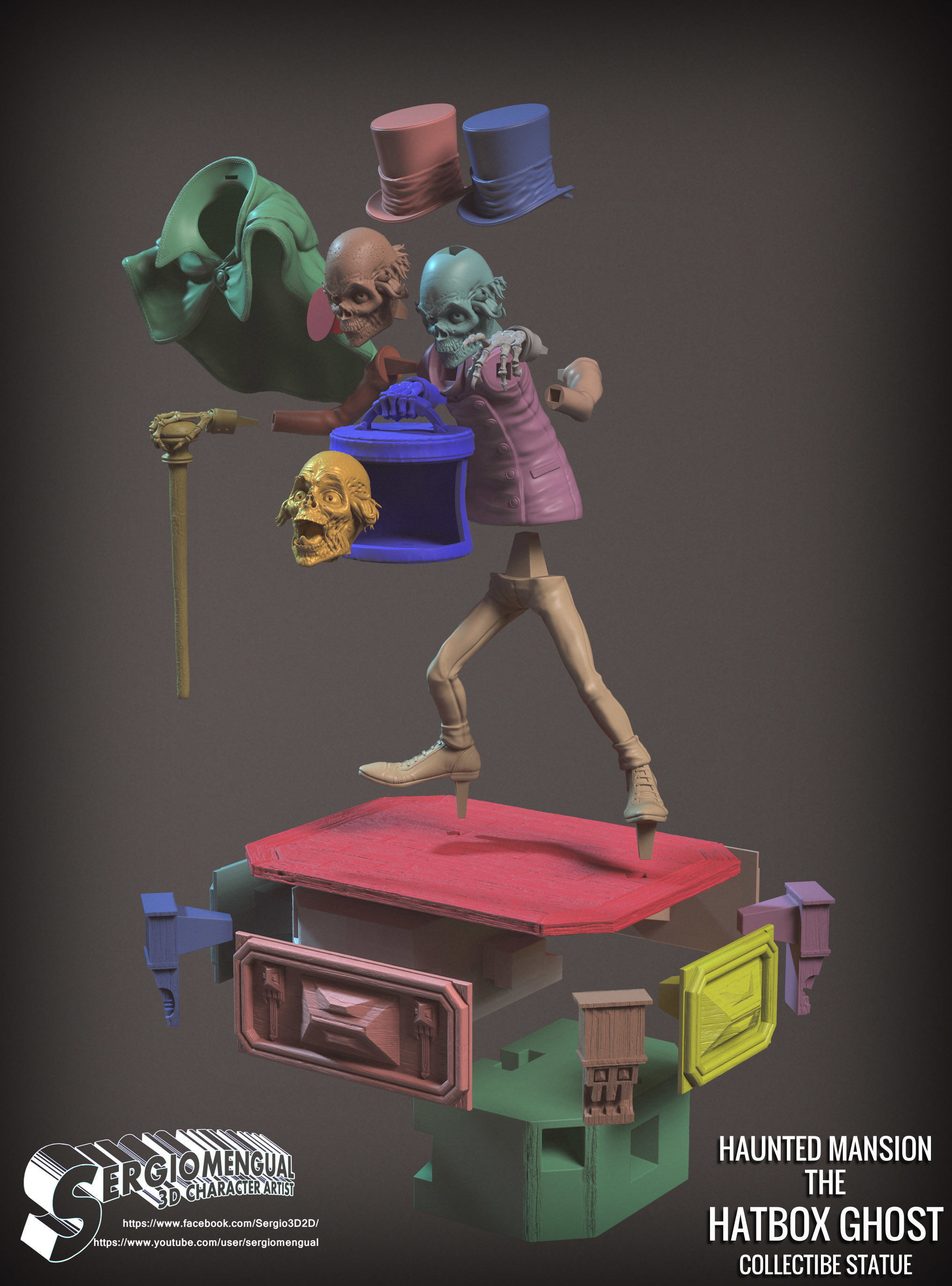 Disney Haunted Mansion The Hatbox Ghost 3D Printable Sculpt 3D print model_26