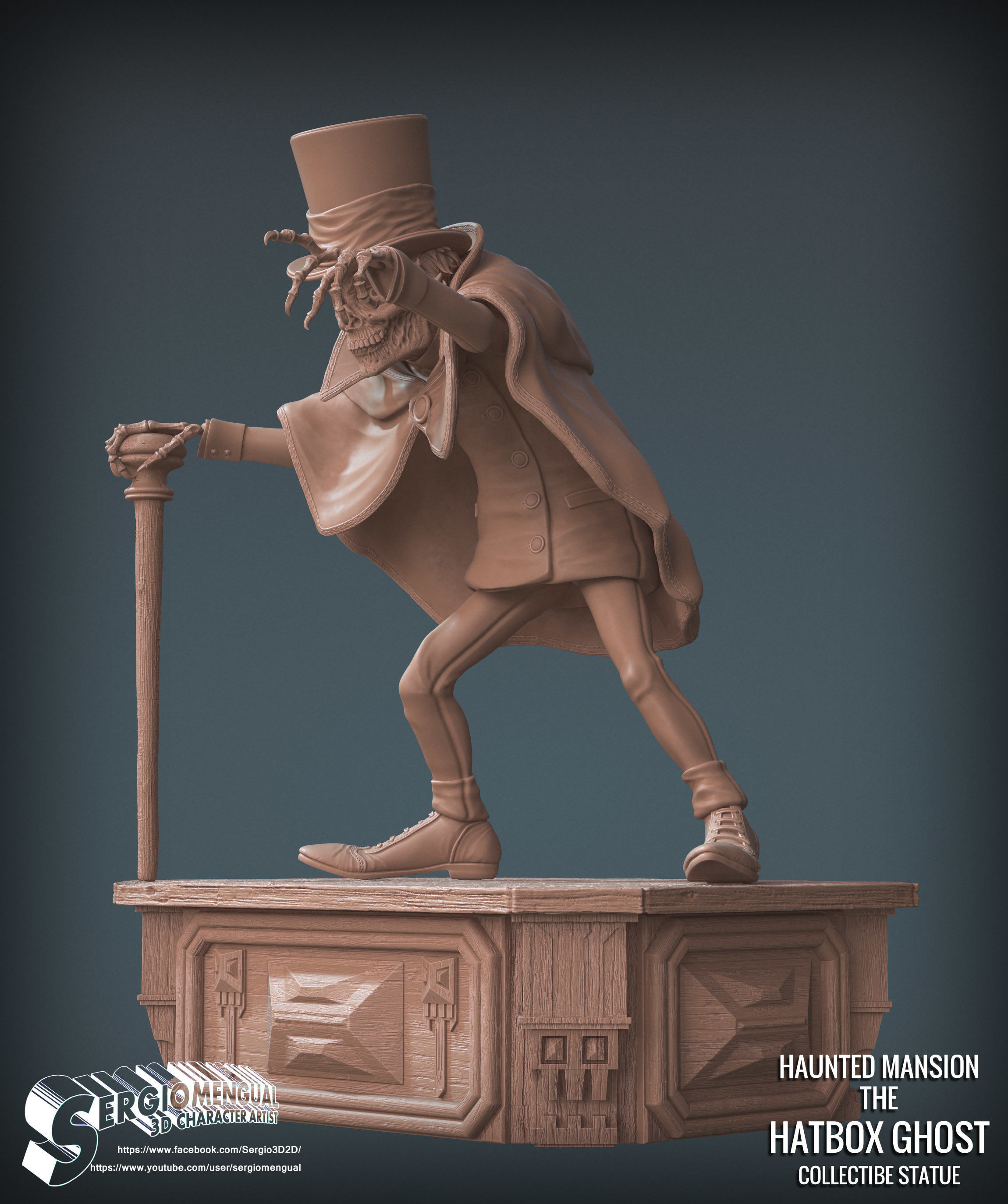 Disney Haunted Mansion The Hatbox Ghost 3D Printable Sculpt 3D print model_4