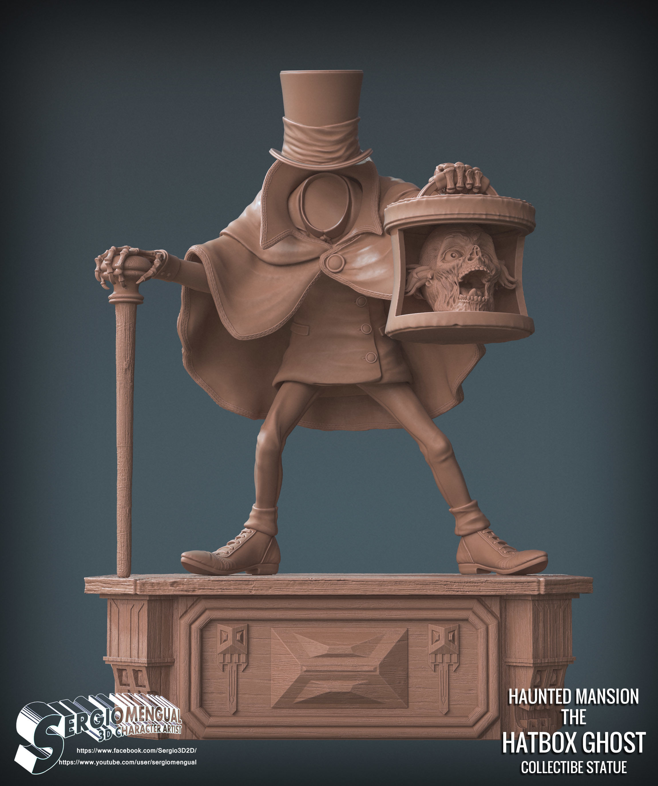 Disney Haunted Mansion The Hatbox Ghost 3D Printable Sculpt 3D print model_27
