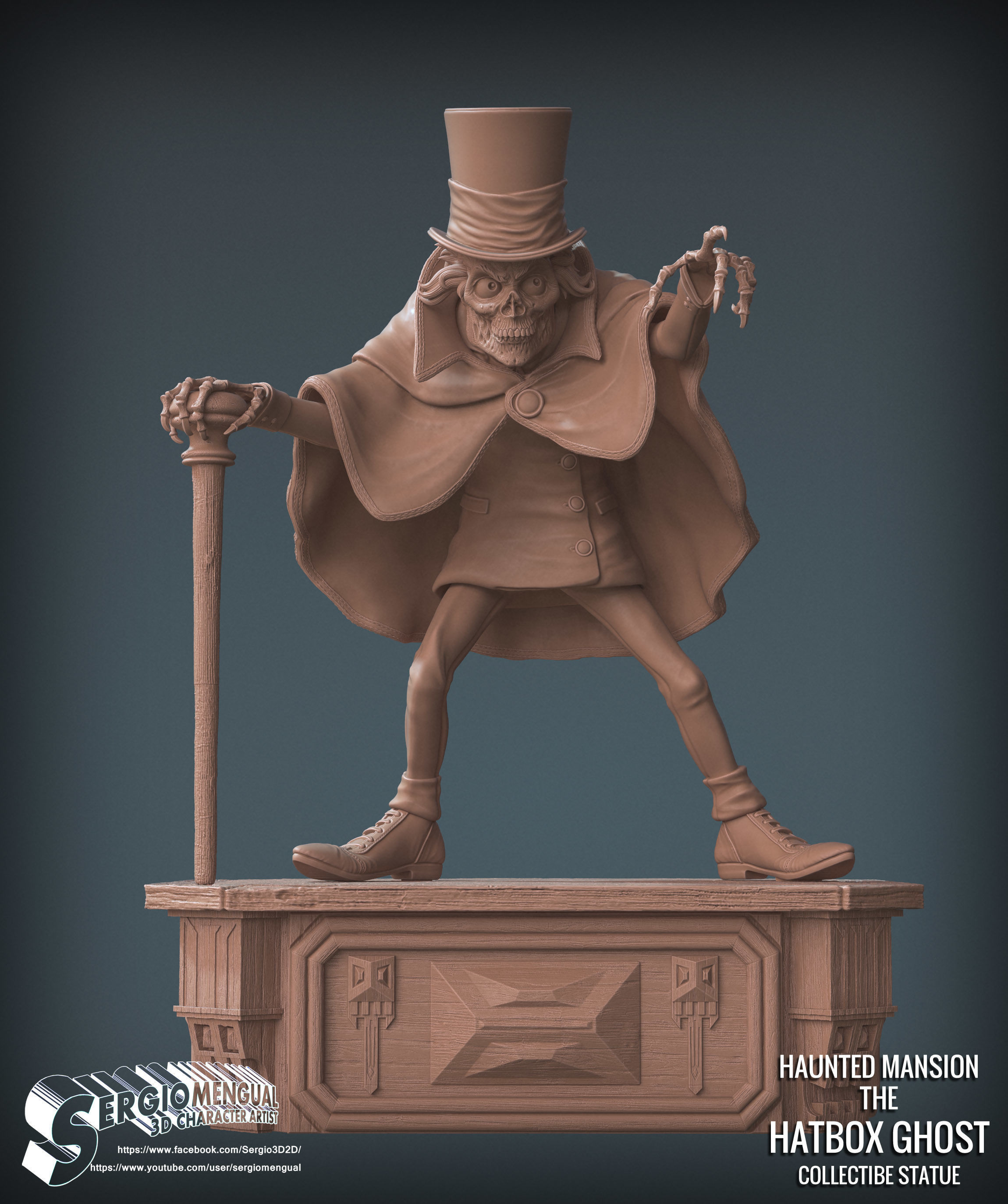 Disney Haunted Mansion The Hatbox Ghost 3D Printable Sculpt 3D print model_1