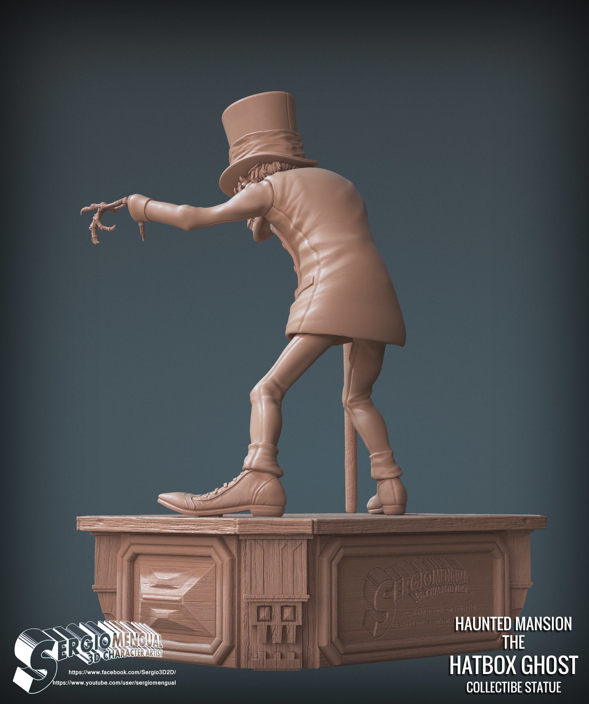 Disney Haunted Mansion The Hatbox Ghost 3D Printable Sculpt 3D print model_41