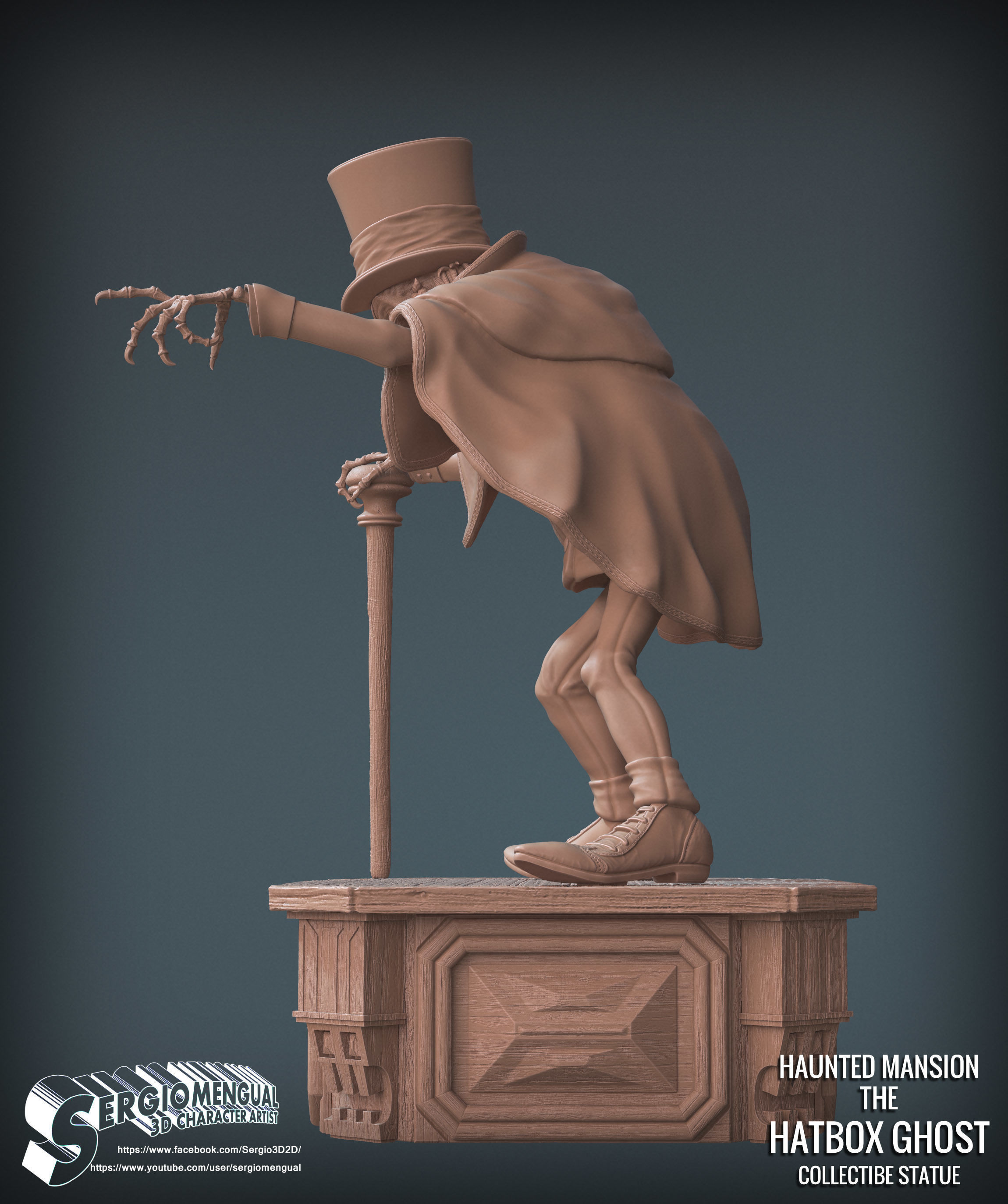 Disney Haunted Mansion The Hatbox Ghost 3D Printable Sculpt 3D print model_5