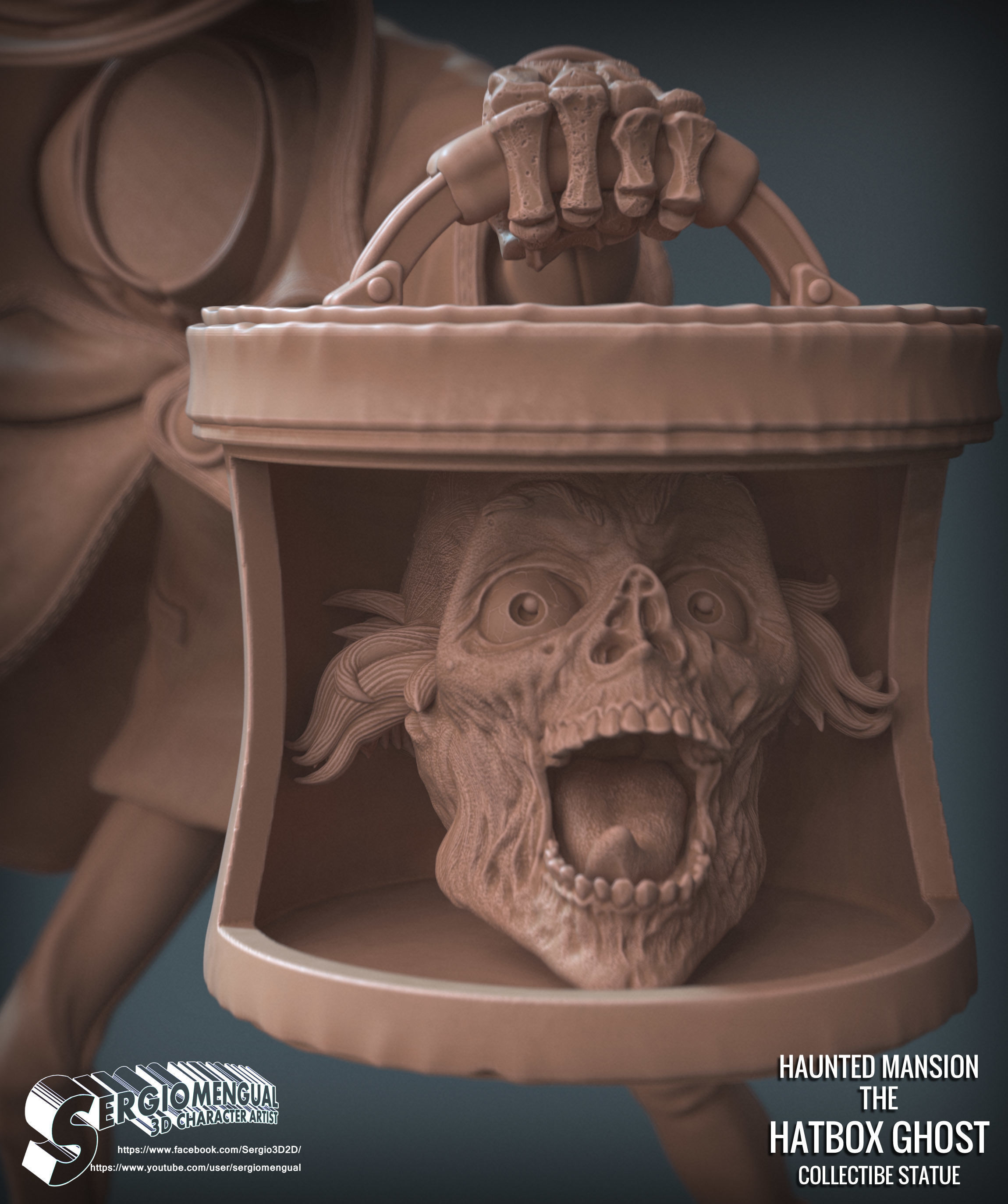 Disney Haunted Mansion The Hatbox Ghost 3D Printable Sculpt 3D print model_24