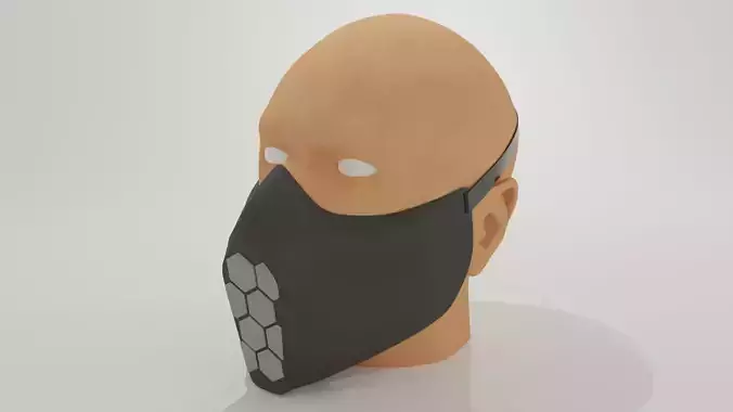 Asymmetric mask with opening mechanism 3D print model