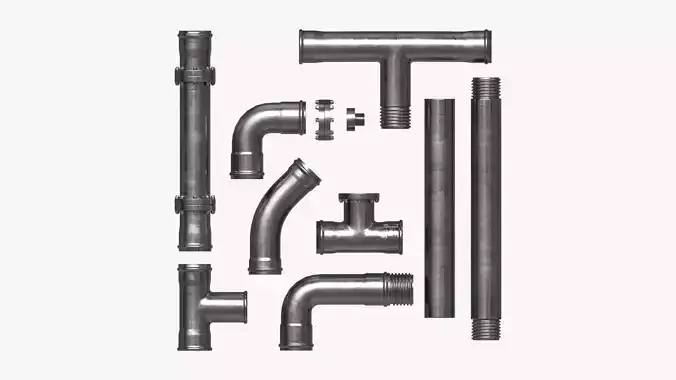 Metal Pipes with Fittings Set