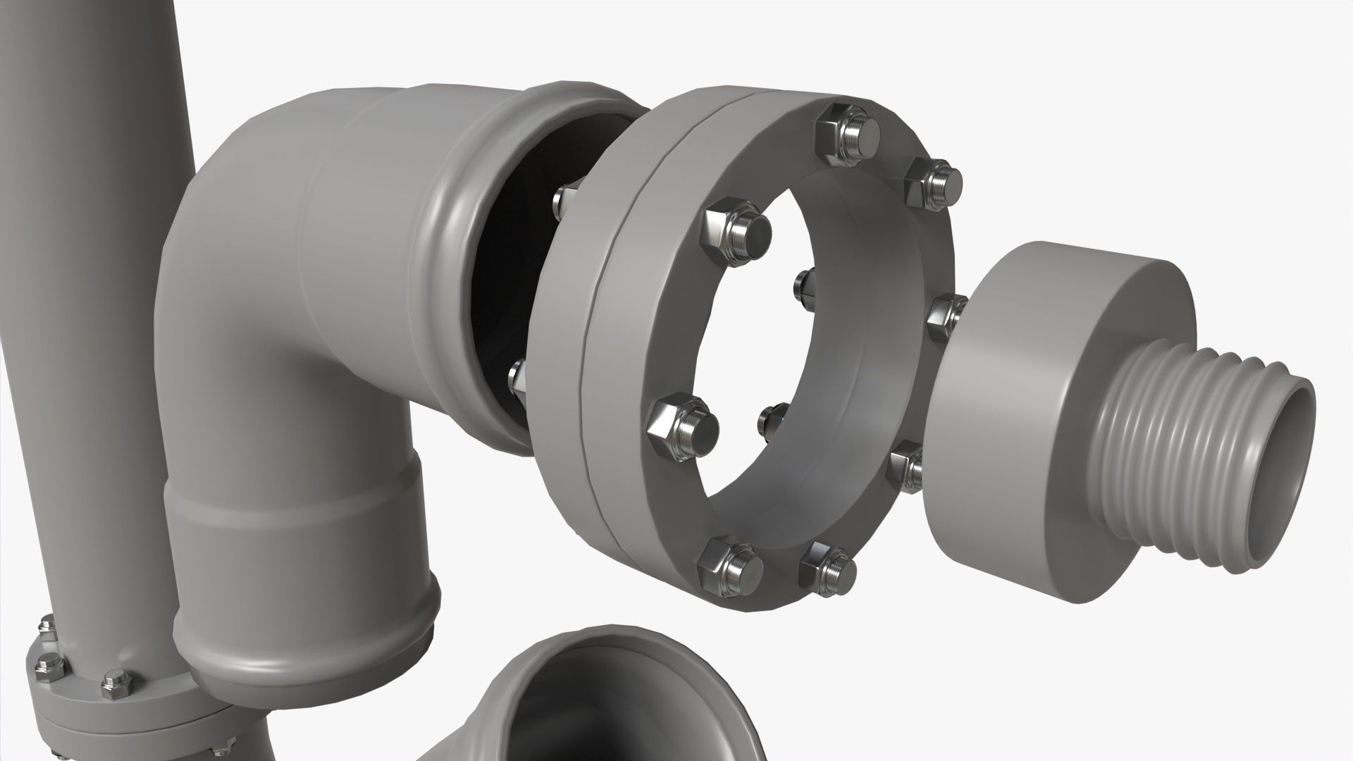 Plastic Pipes with Fittings Set 3D model_3