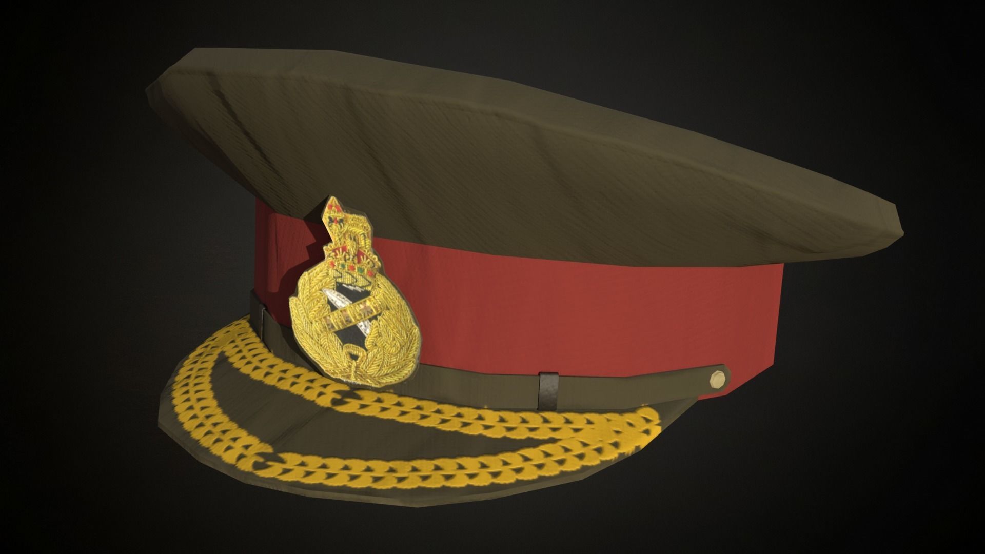 4 British ww2 military officier berets Low-poly 3D model_2
