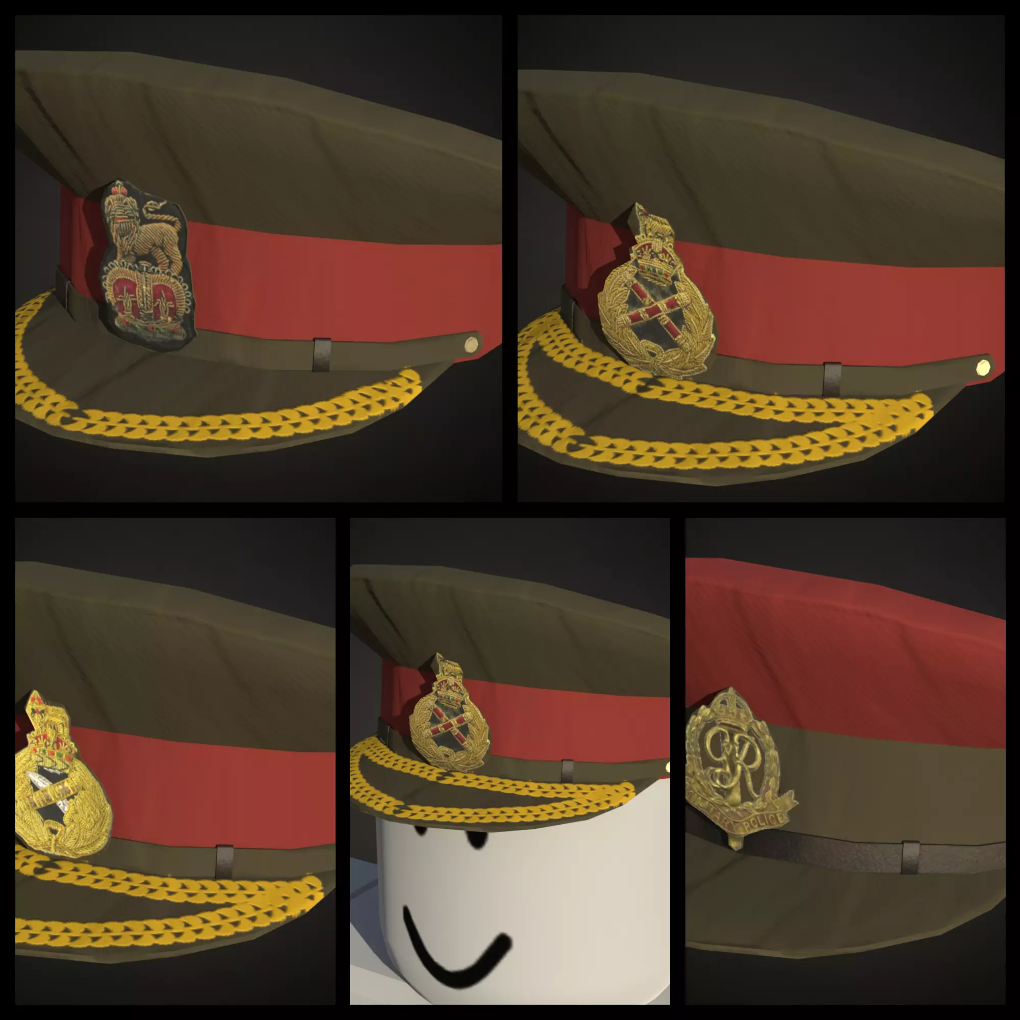 4 British ww2 military officier berets Low-poly 3D model_0