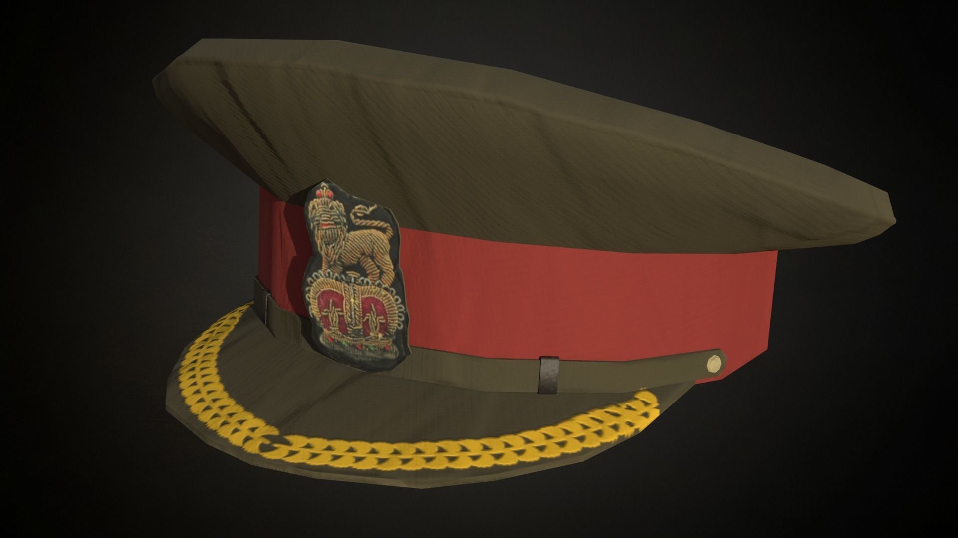 4 British ww2 military officier berets Low-poly 3D model_1