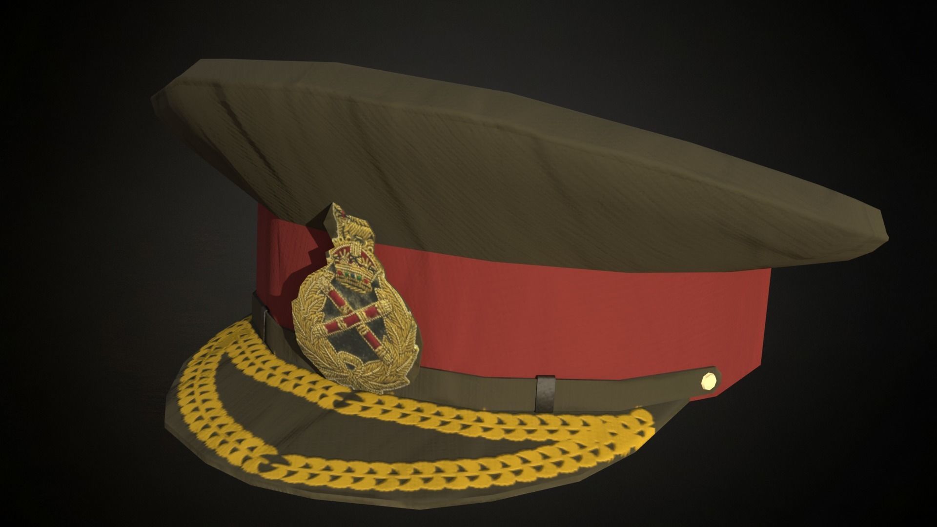 4 British ww2 military officier berets Low-poly 3D model_4