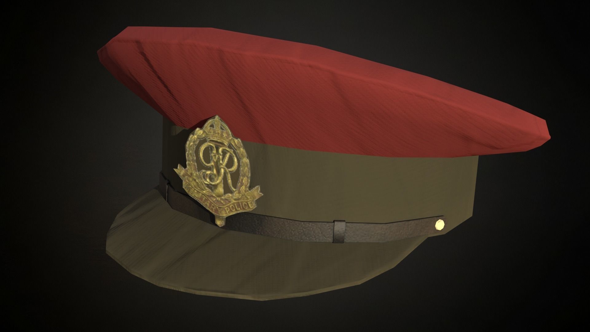 4 British ww2 military officier berets Low-poly 3D model_3