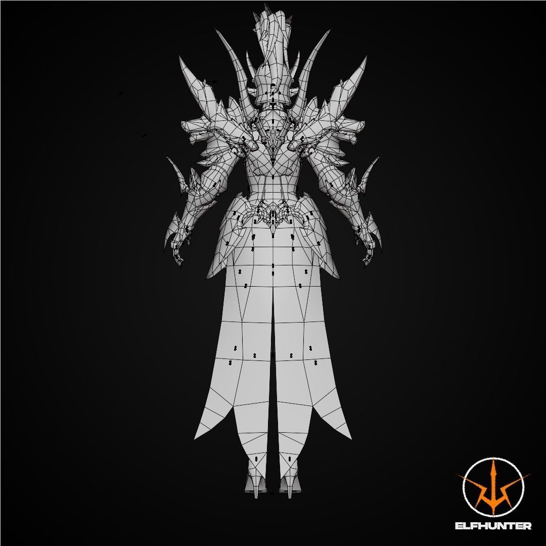 EXCLUSIVE ELF HUNTER EDITION RIGGED CHARACTER ELF WOLFKNIGHT Low-poly 3D model_16