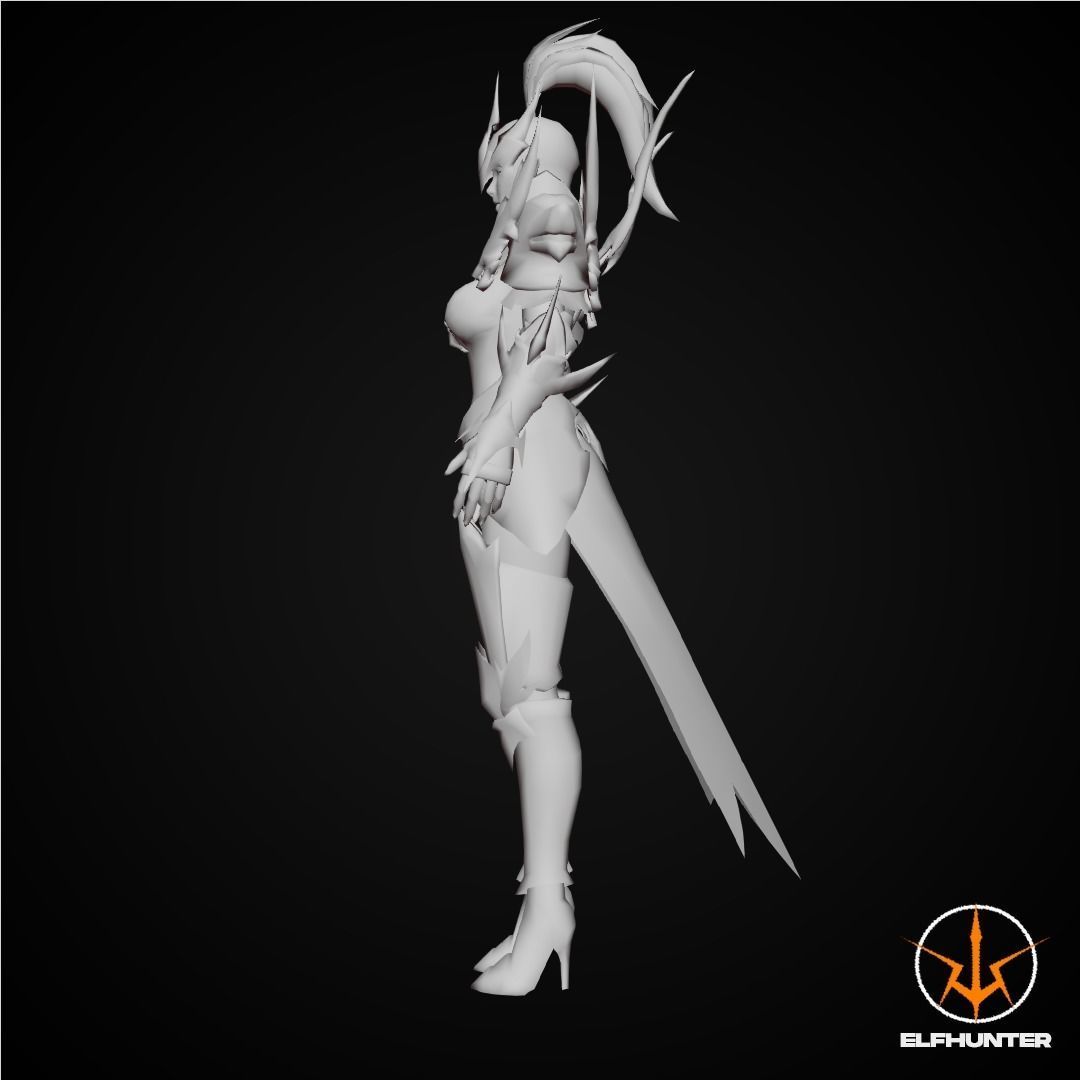 EXCLUSIVE ELF HUNTER EDITION RIGGED CHARACTER ELF WOLFKNIGHT Low-poly 3D model_9