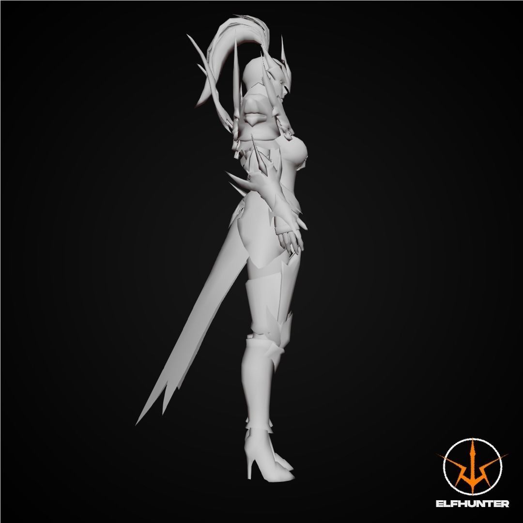 EXCLUSIVE ELF HUNTER EDITION RIGGED CHARACTER ELF WOLFKNIGHT Low-poly 3D model_7