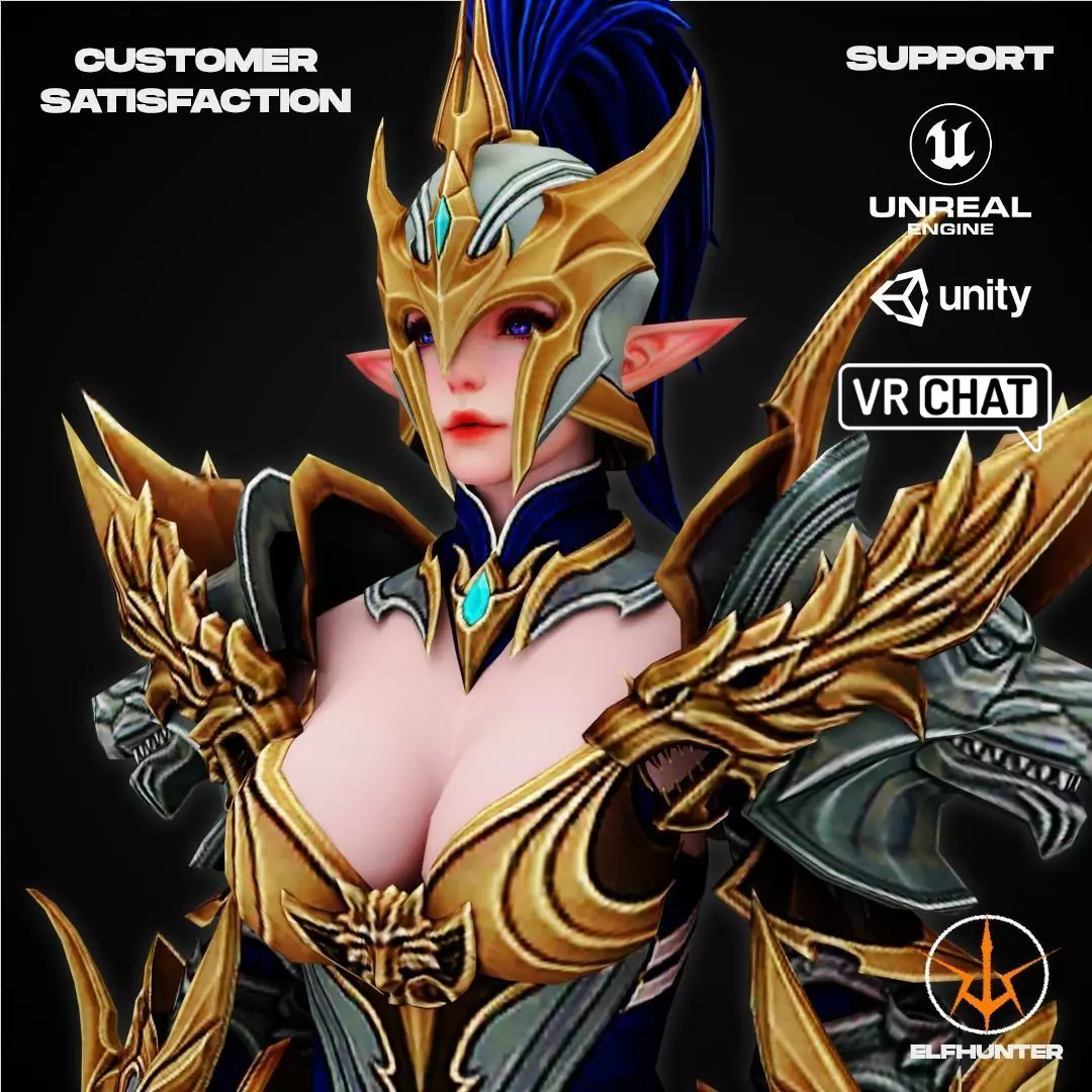 EXCLUSIVE ELF HUNTER EDITION RIGGED CHARACTER ELF WOLFKNIGHT Low-poly 3D model_0