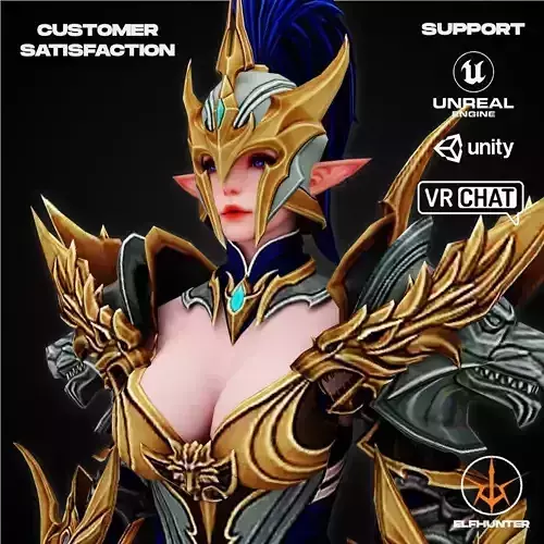 EXCLUSIVE ELF HUNTER EDITION RIGGED CHARACTER ELF WOLFKNIGHT Low-poly 3D model