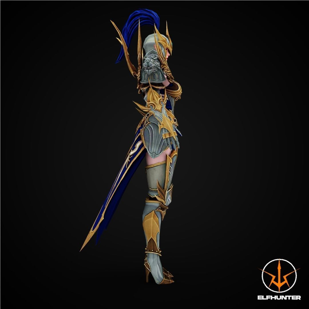 EXCLUSIVE ELF HUNTER EDITION RIGGED CHARACTER ELF WOLFKNIGHT Low-poly 3D model_3