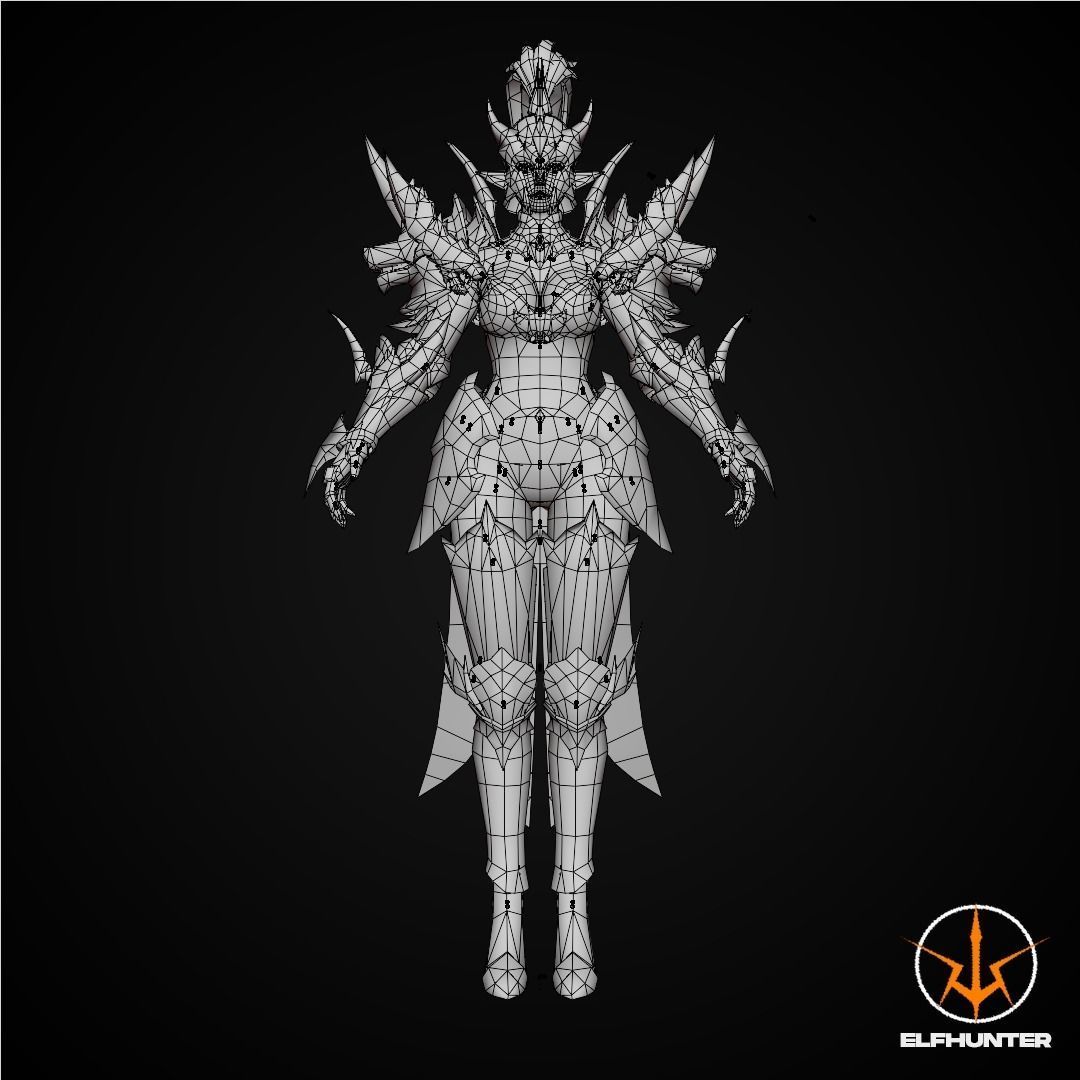 EXCLUSIVE ELF HUNTER EDITION RIGGED CHARACTER ELF WOLFKNIGHT Low-poly 3D model_14