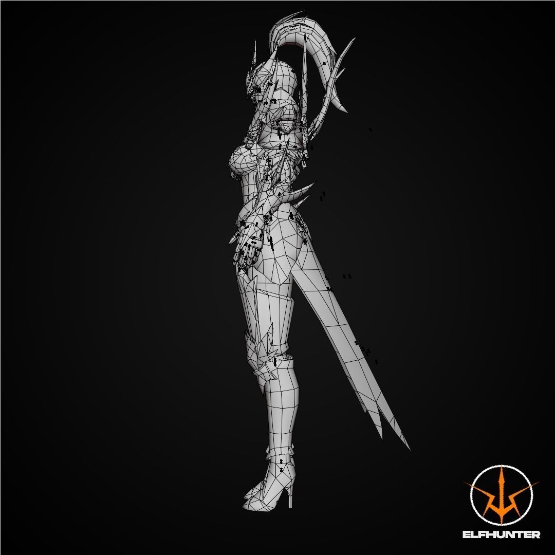 EXCLUSIVE ELF HUNTER EDITION RIGGED CHARACTER ELF WOLFKNIGHT Low-poly 3D model_17
