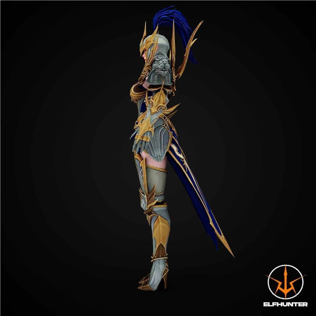 EXCLUSIVE ELF HUNTER EDITION RIGGED CHARACTER ELF WOLFKNIGHT Low-poly 3D model_5