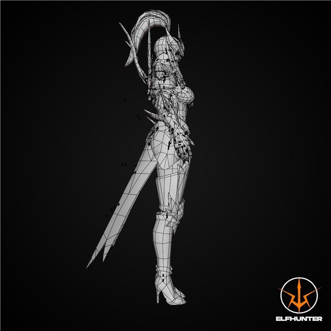 EXCLUSIVE ELF HUNTER EDITION RIGGED CHARACTER ELF WOLFKNIGHT Low-poly 3D model_15