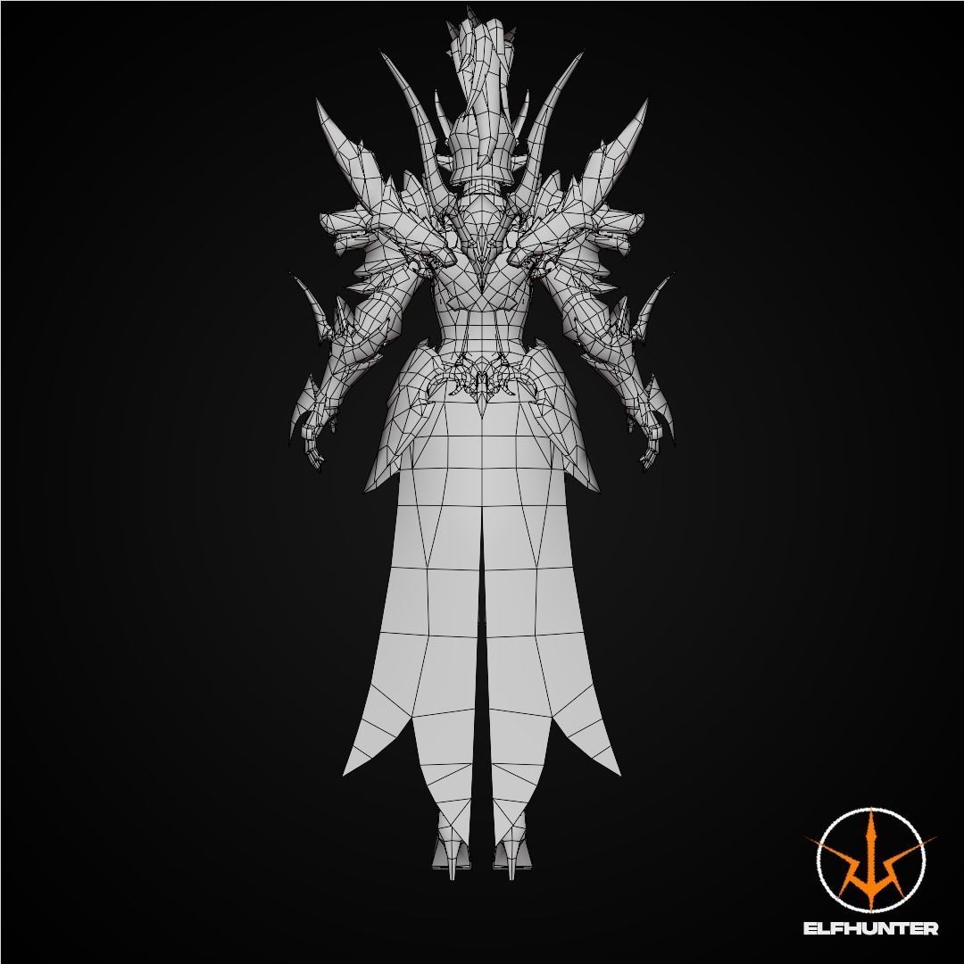 EXCLUSIVE ELF HUNTER EDITION RIGGED CHARACTER ELF WOLFKNIGHT Low-poly 3D model_12