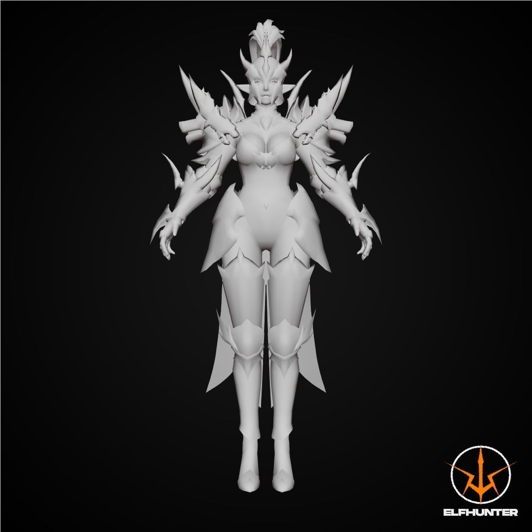 EXCLUSIVE ELF HUNTER EDITION RIGGED CHARACTER ELF WOLFKNIGHT Low-poly 3D model_6